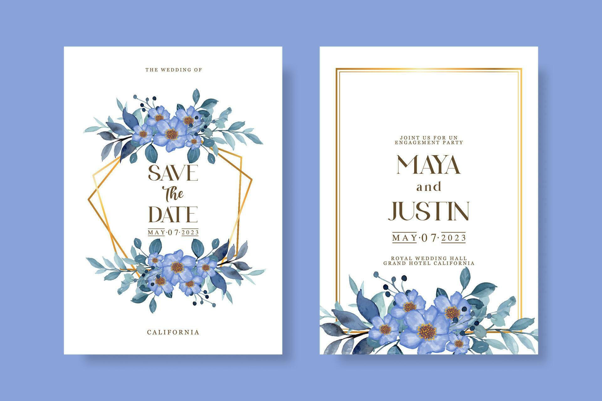 Wedding invitation template with flower Stock Free