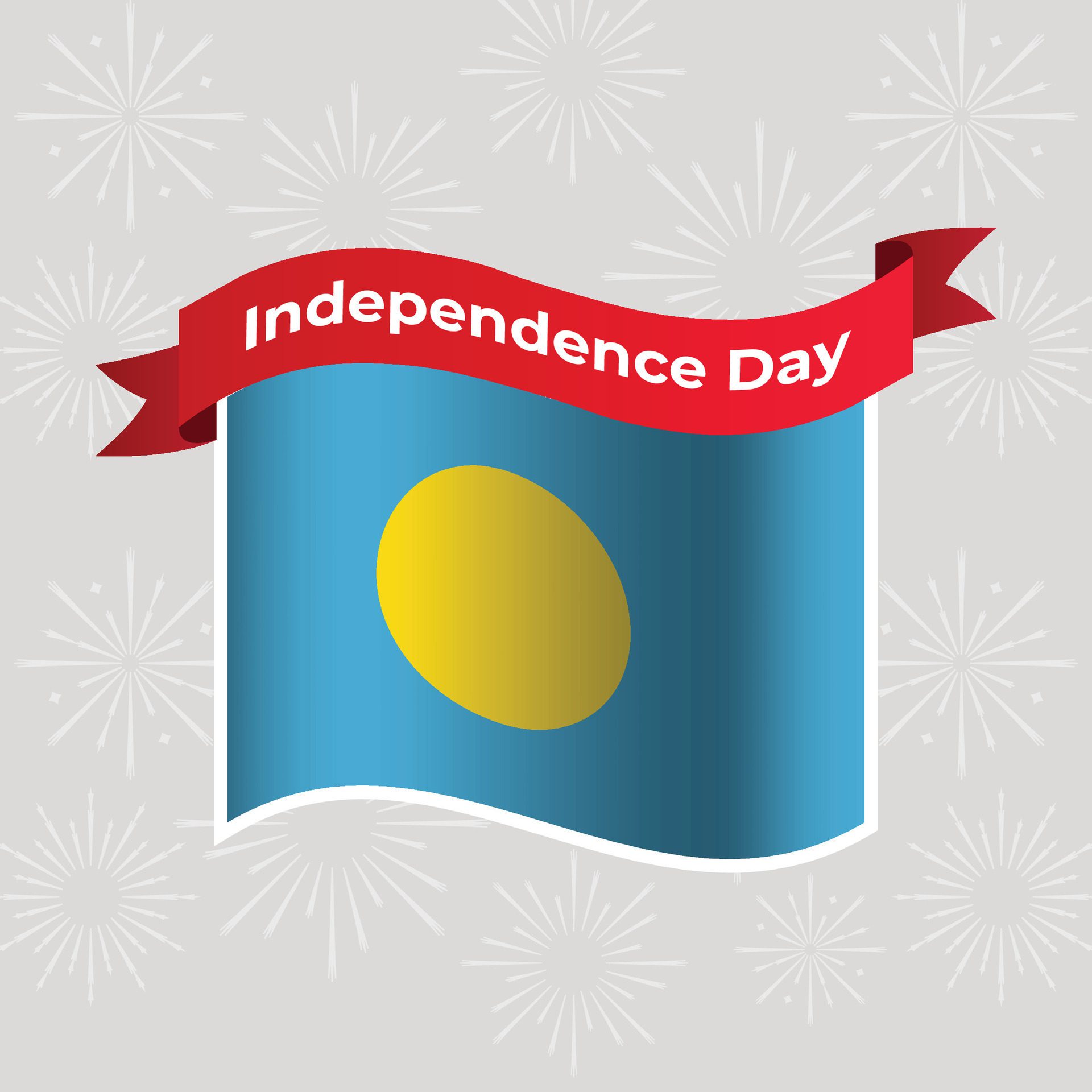 Palau Wavy Flag Independence Day Banner Background Free Vector