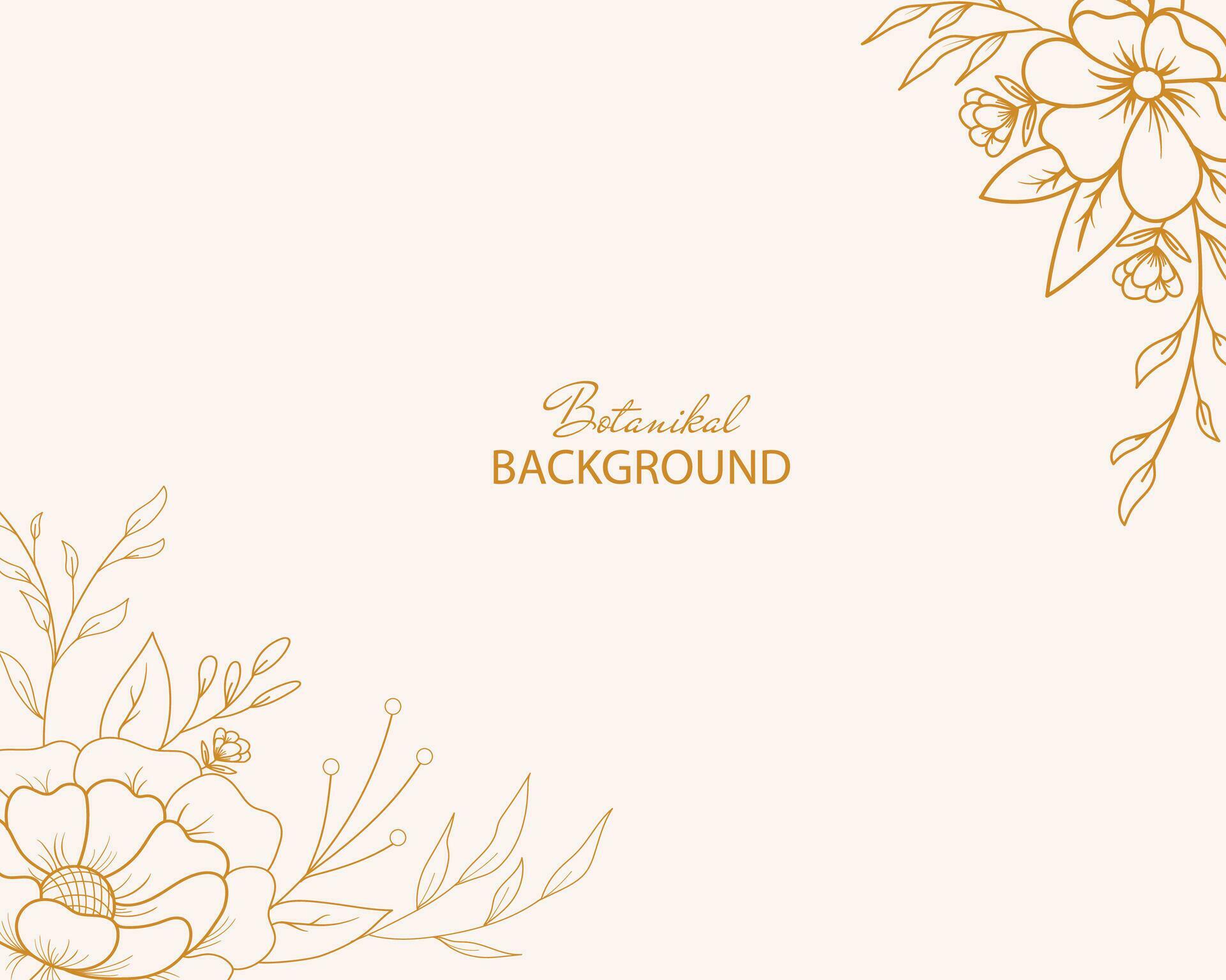 Handdrawn floral botanical background with line art flowers and leaves Stock Free