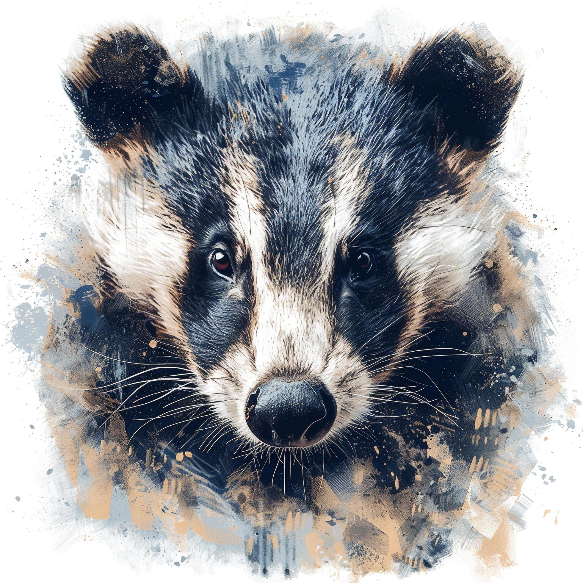 a painting of a badger with a splash of paint Stock Free