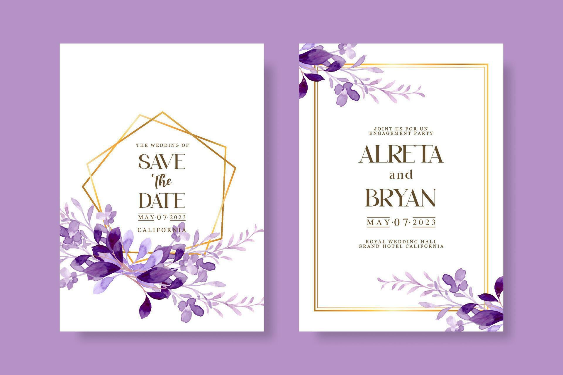 Wedding invitation template with flower Stock Free