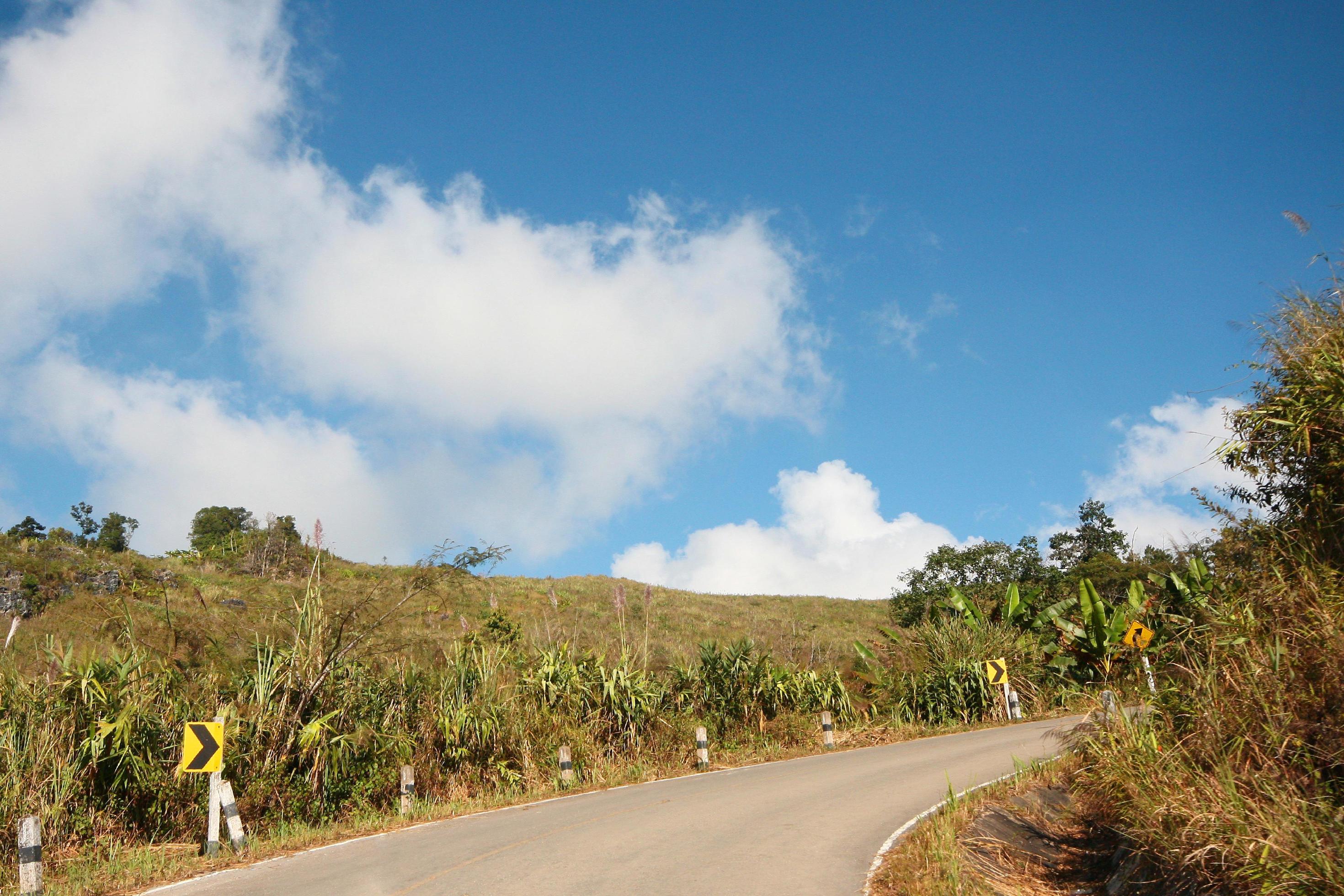 
									Yellow Sign label warning of road on the mountain in Thailand Stock Free