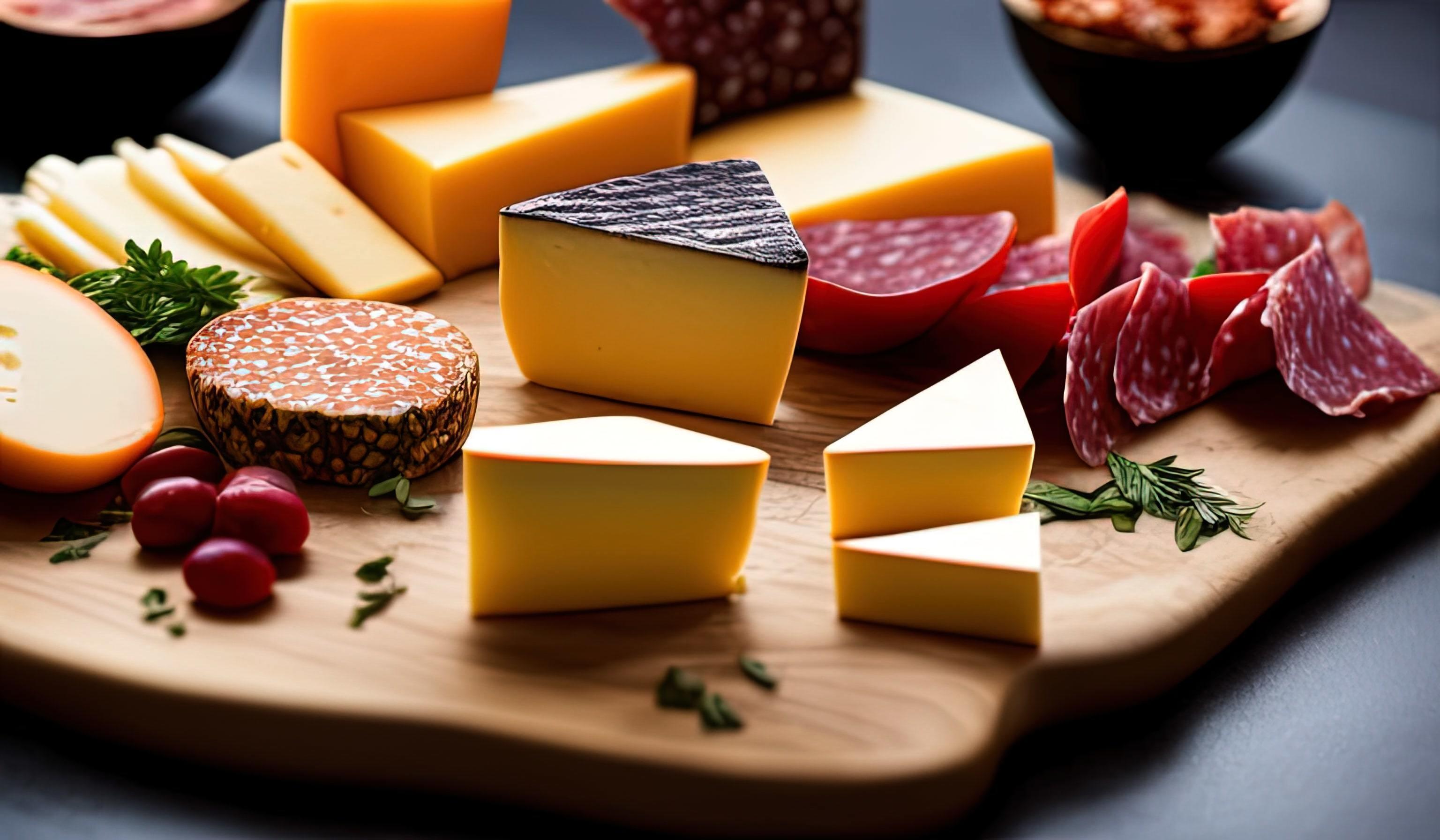 rofessional food photography close up of a Cheese and charcuterie board sitting on top of a table Stock Free