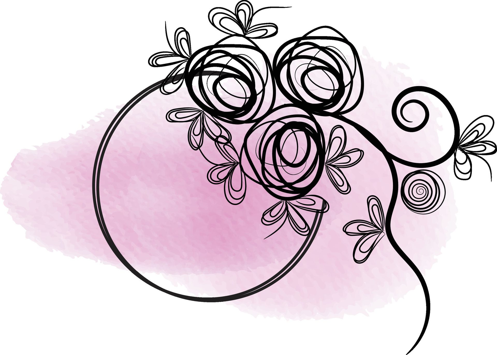 realistic hand drawn flowers with blank banner Free Vector