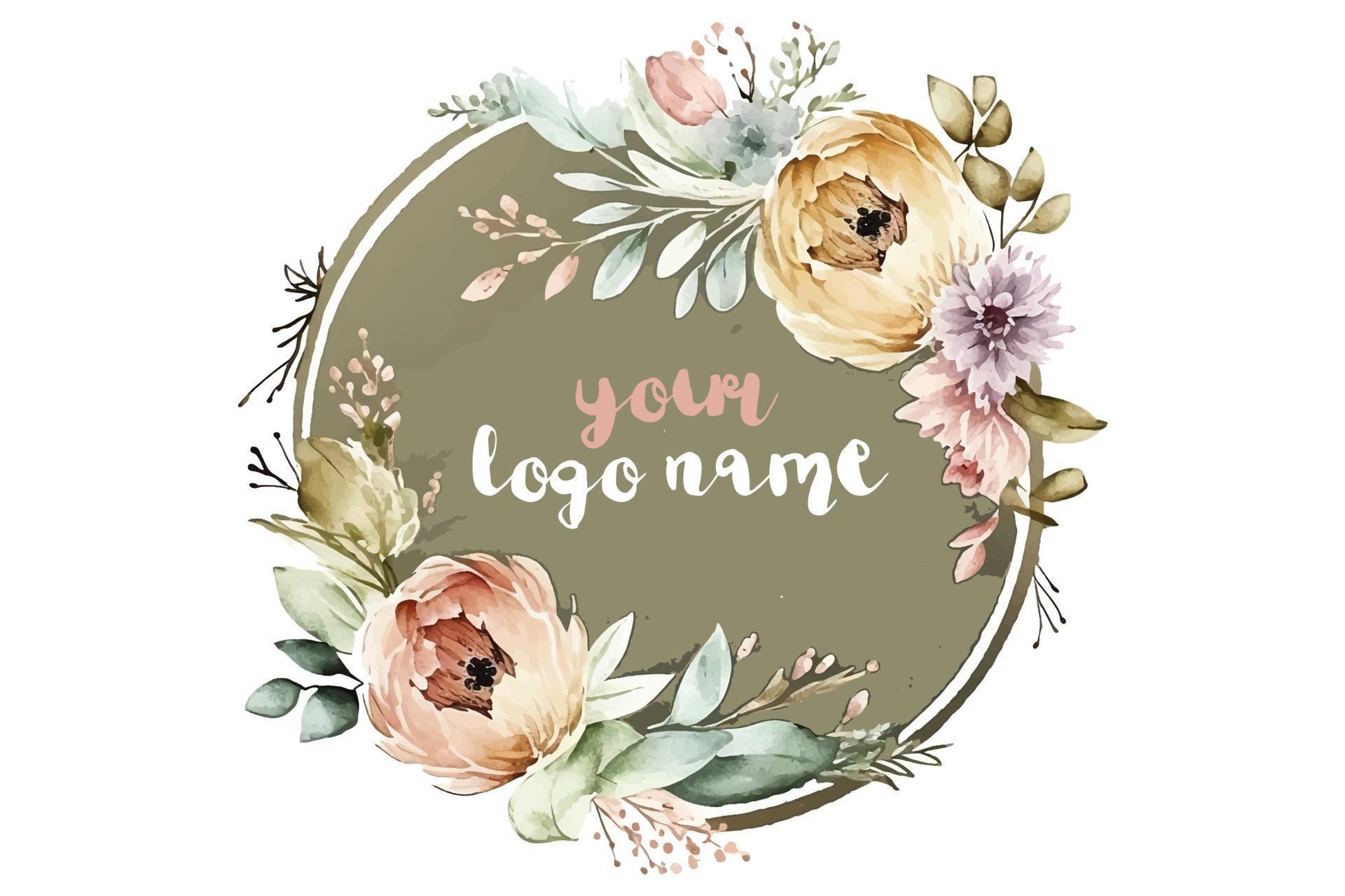 watercolor-floral-logo-round-floral-logo-modern-watercolor-logo-logo-design-calligraphy-logo-floral-logo-flower-logo-free-vector