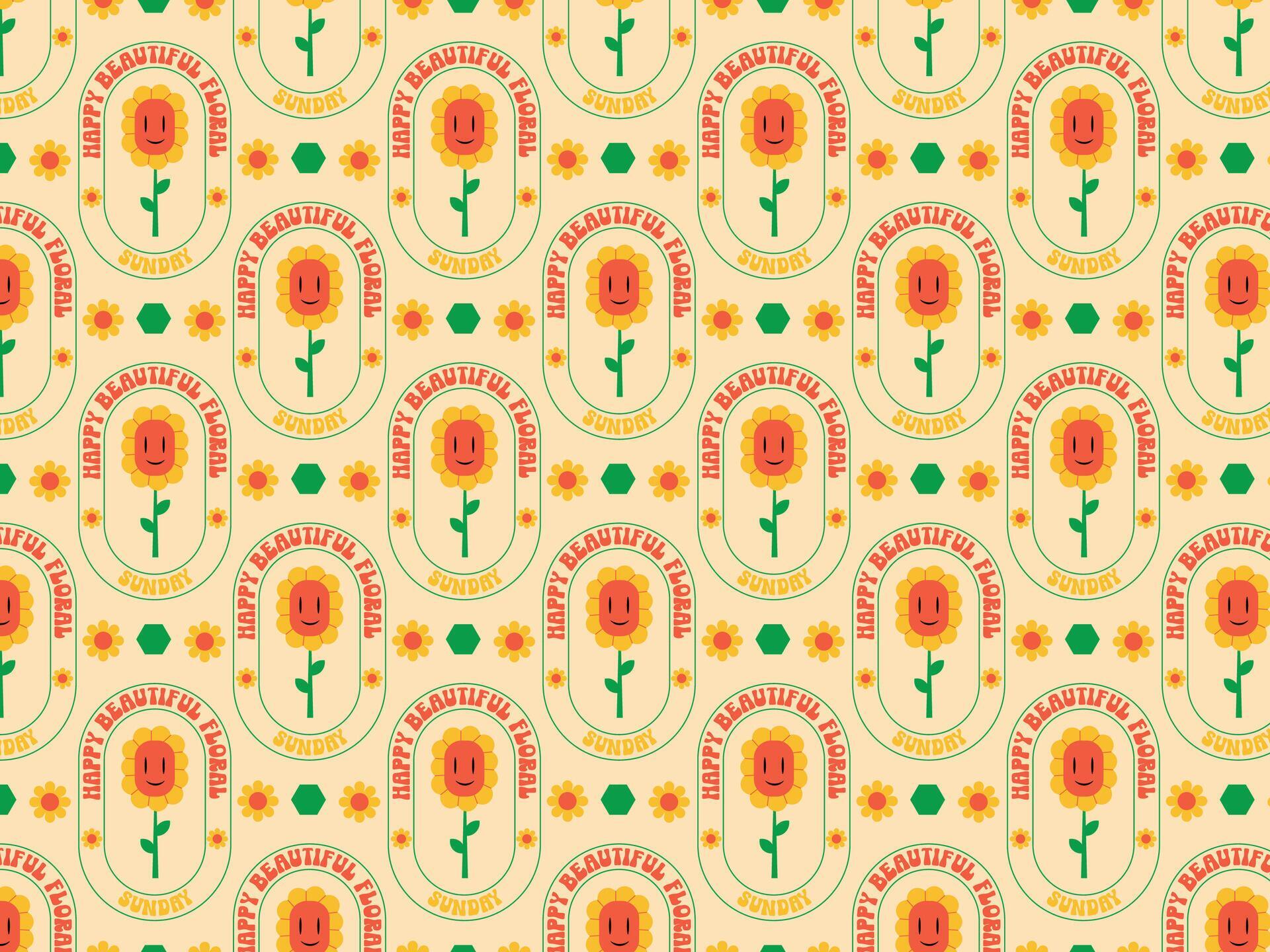 70s floral flower retro groovy fabric background pattern Stock Free