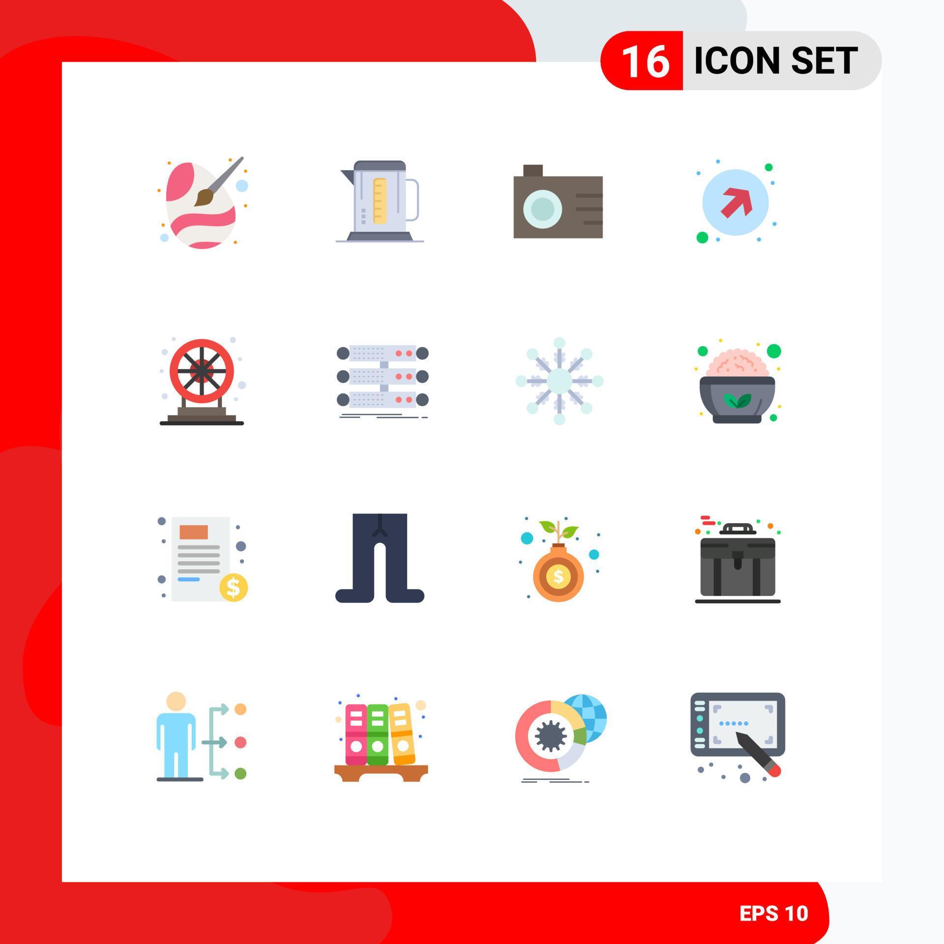 16 User Interface Flat Color Pack of modern Signs and Symbols of fun right up hotel up arrow Editable Pack of Creative Vector Design Elements Stock Free