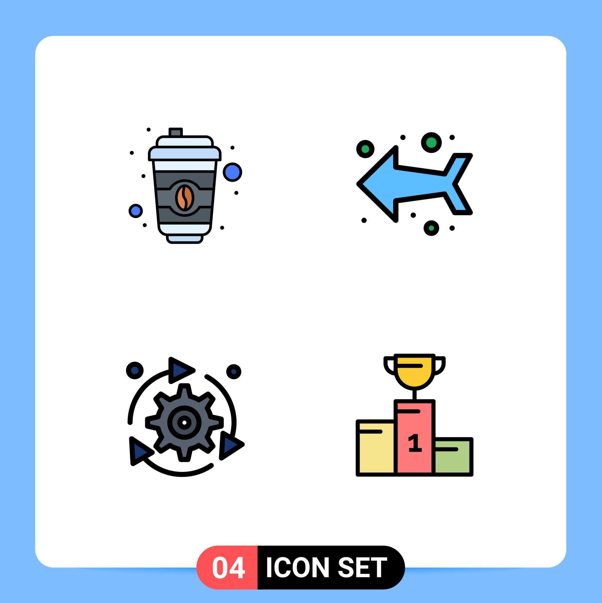 4 Creative Icons Modern Signs and Symbols of coffee gear arrow setting bowl Editable Vector Design Elements Stock Free