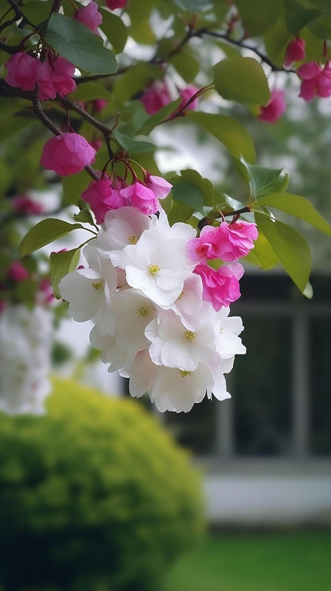 White Flower with green background, Real clear photo Chinese Suzhou garden purple Stock Free