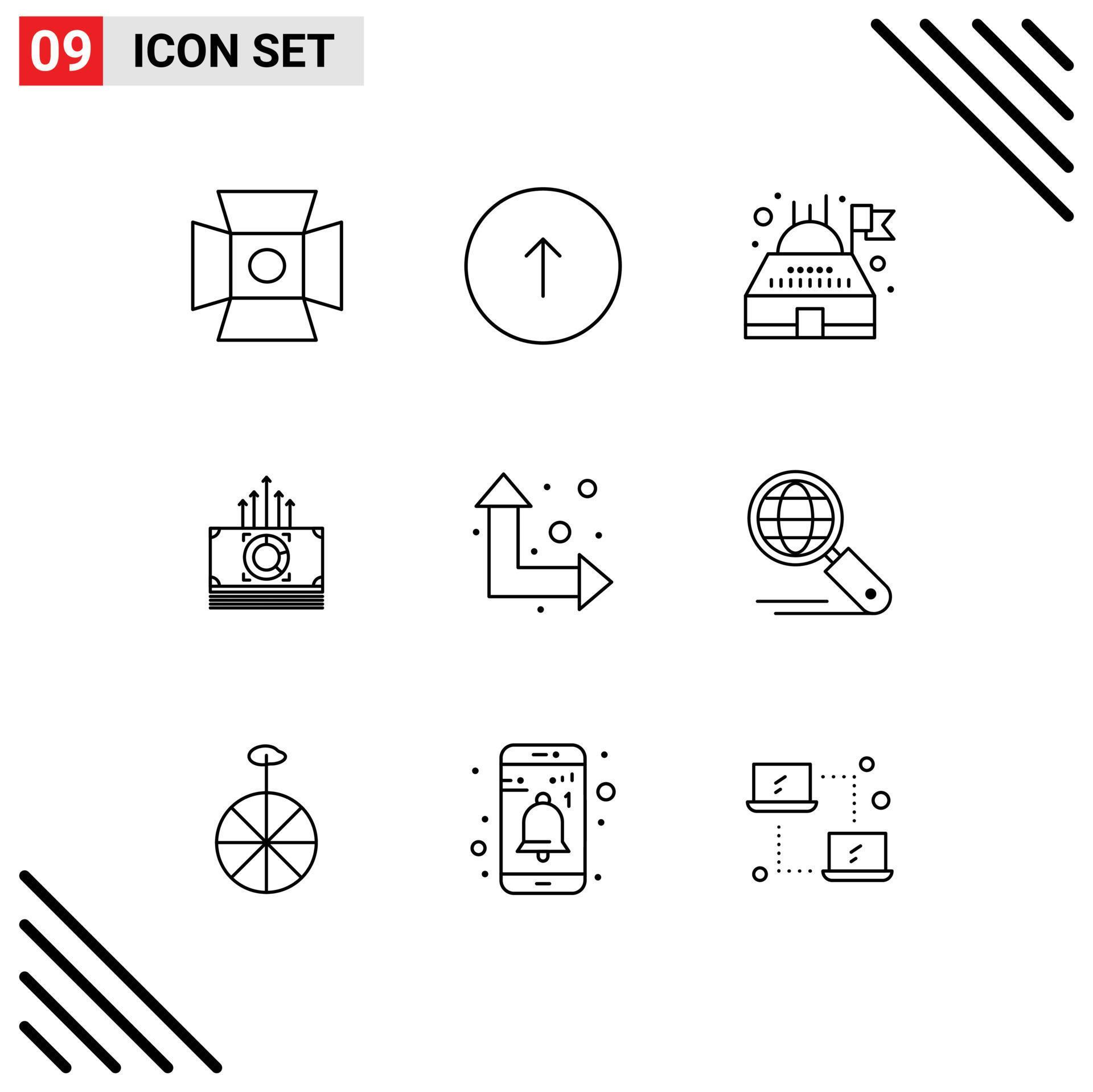 Pictogram Set of 9 Simple Outlines of arrows transfer web bucks money Editable Vector Design Elements Stock Free