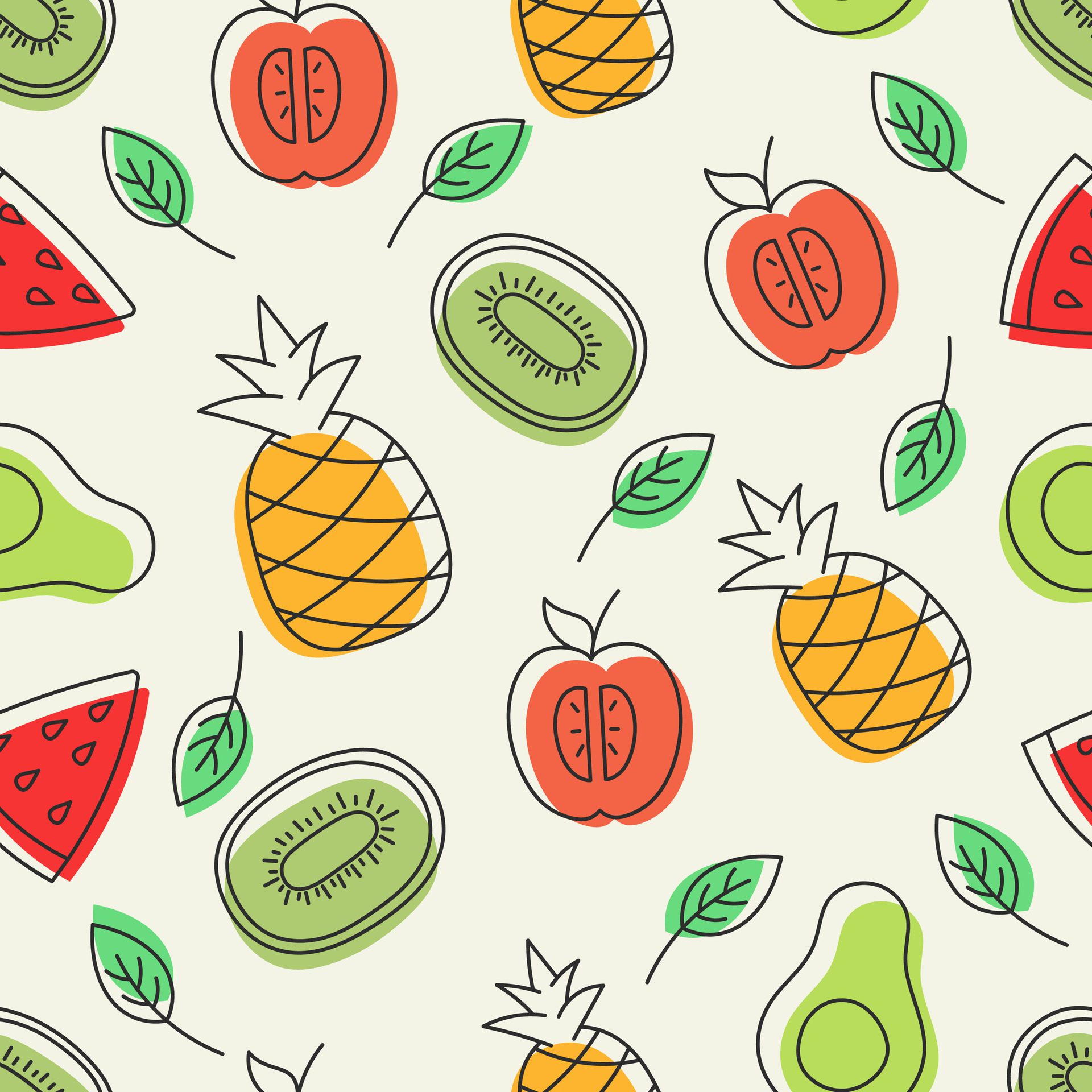 Summer Fruits Pattern Design Free Vector