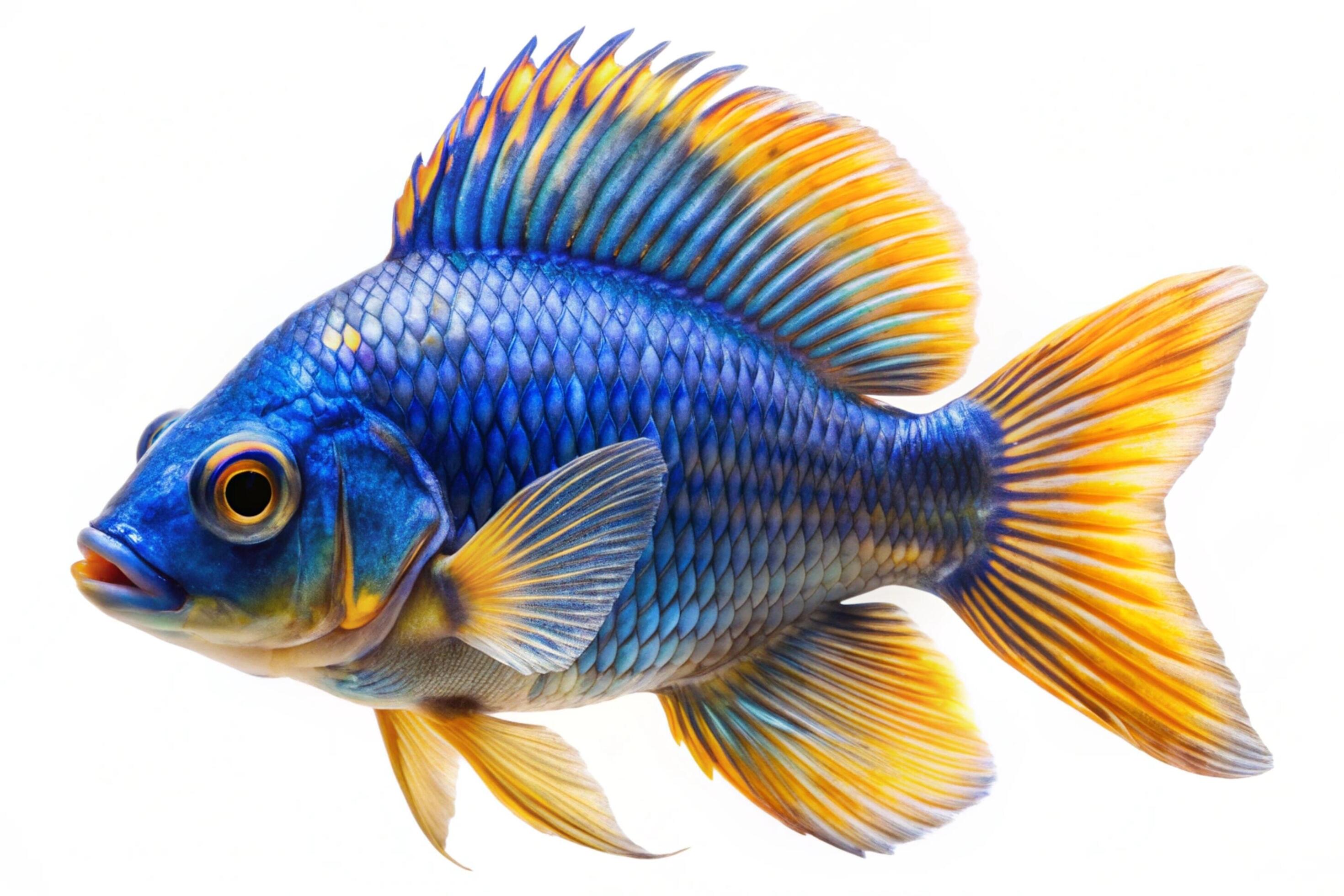 Blue ornamental fish isolated on white background Stock Free