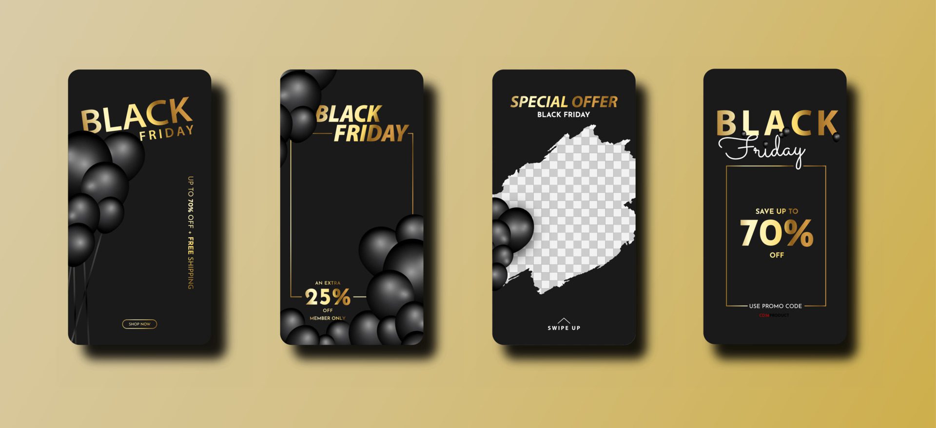 Black friday Poster, banner, social media feed stories collection Free Vector