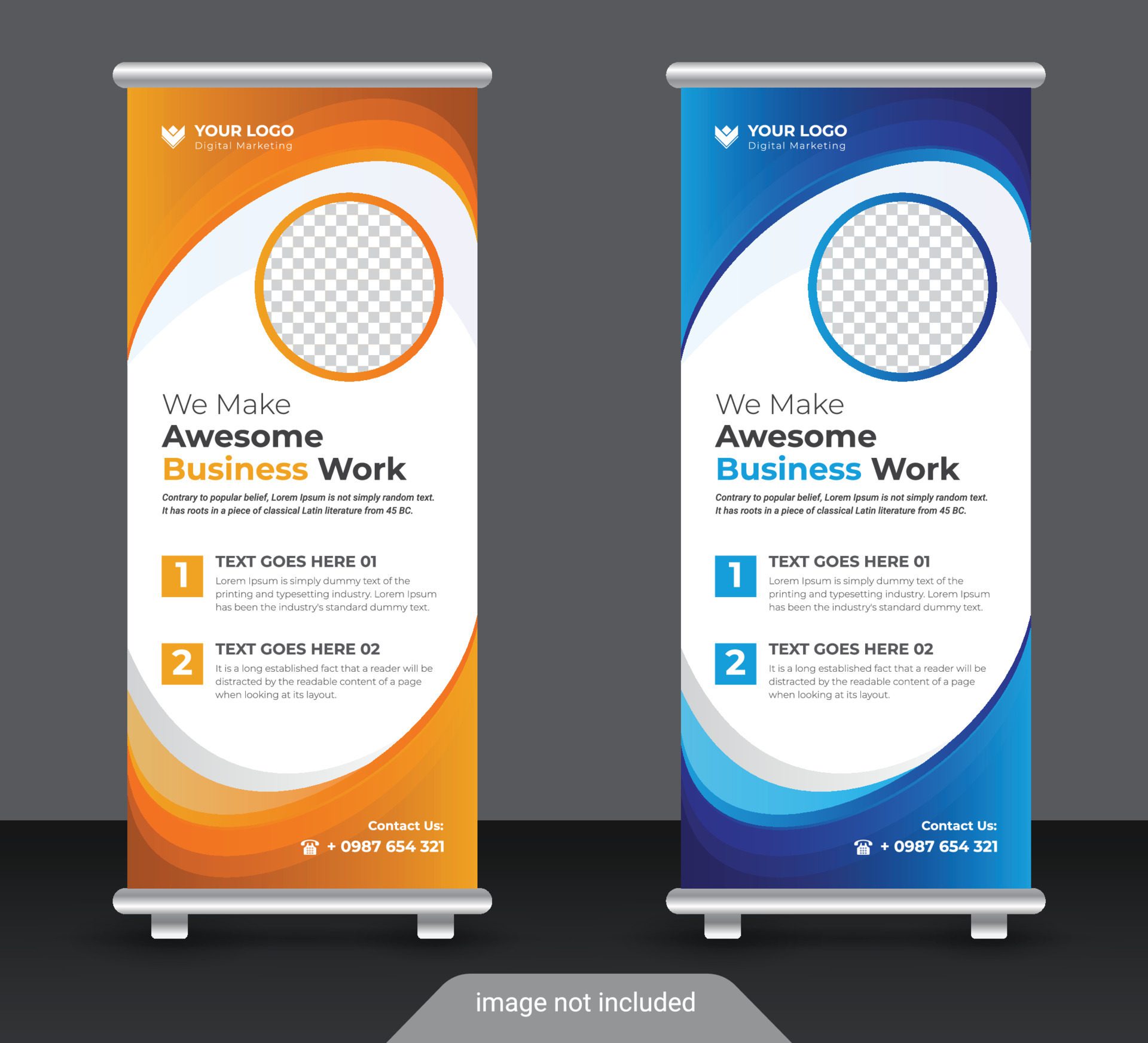 Modern corporate colorful roll up standee banner design template Free Vector