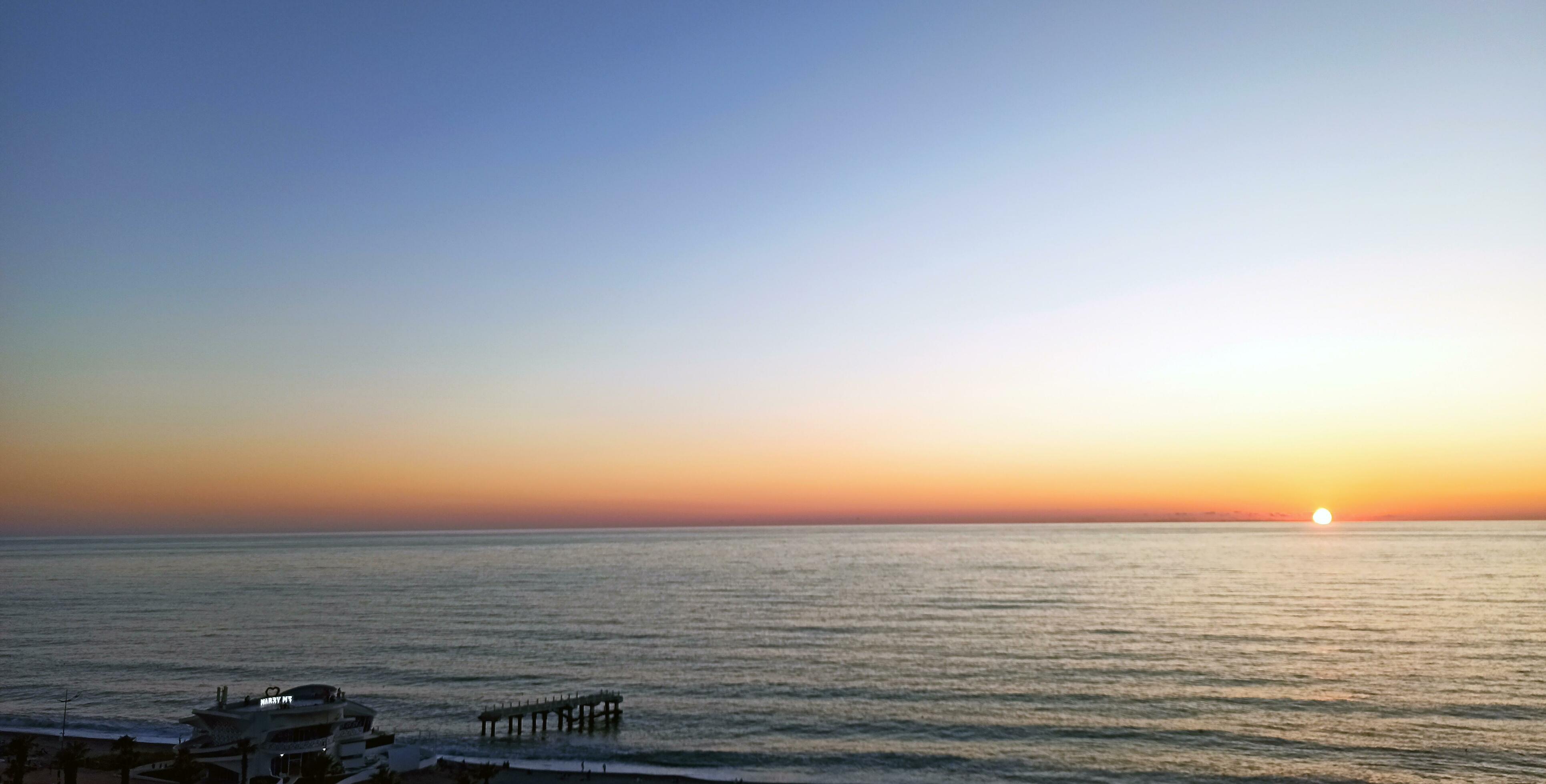 Seascape in early morning, sunrise over sea. Nature landscape Stock Free