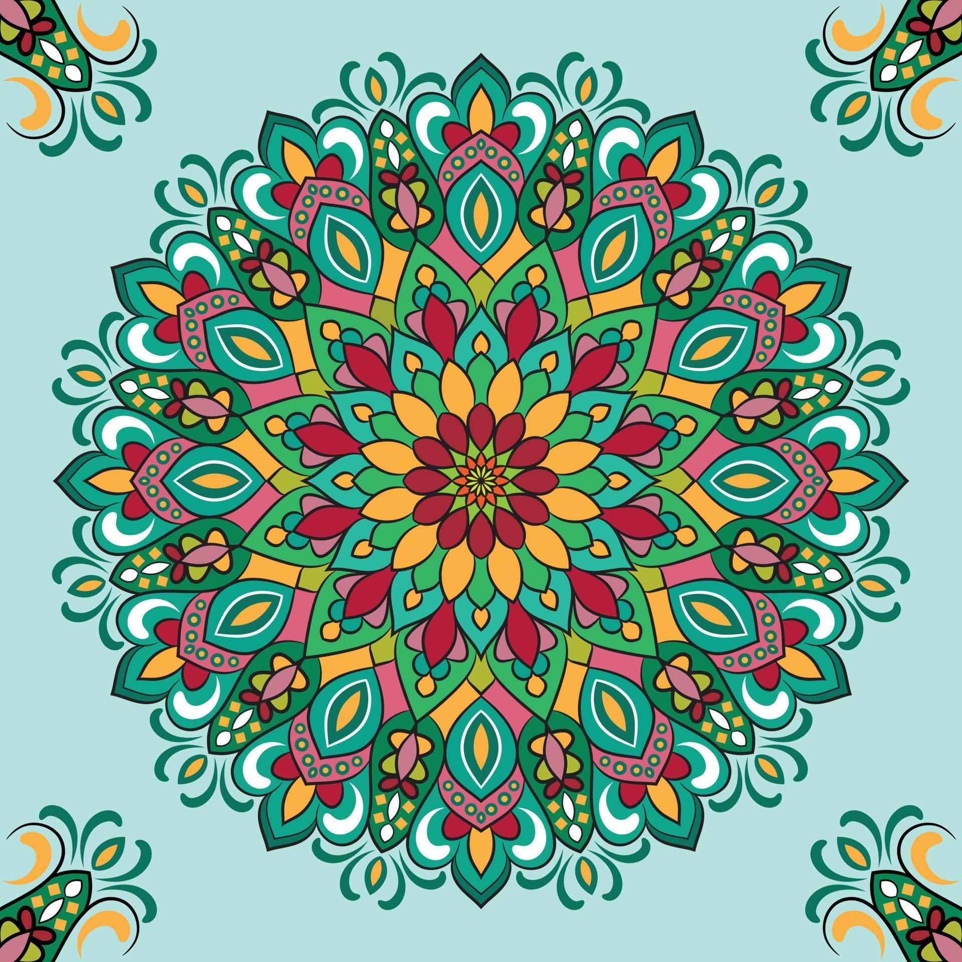 Floral and ornamental colorful modern mandala and flower background. Stock Free