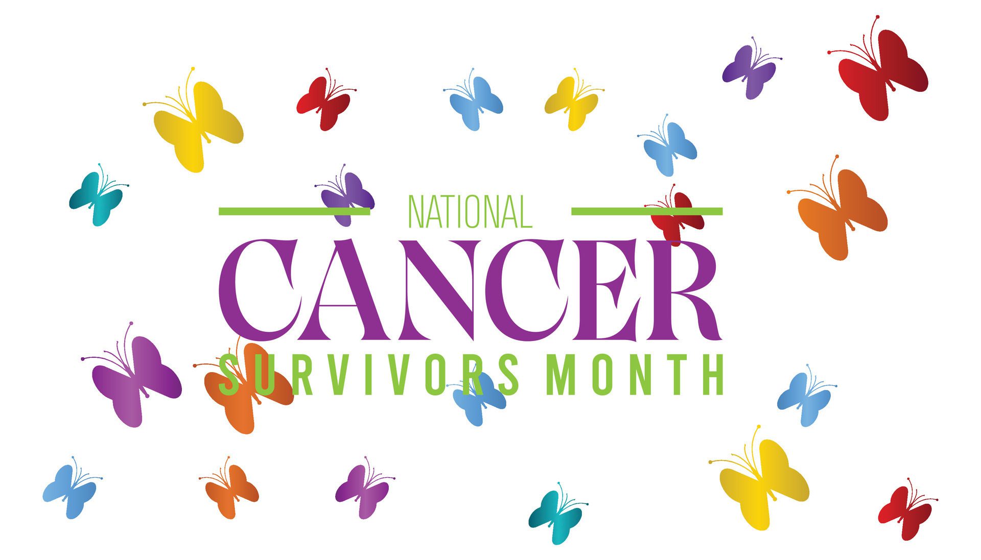 National Cancer Survivors Month observed every year in June. Template for background, banner, card, poster with text inscription. Free Vector