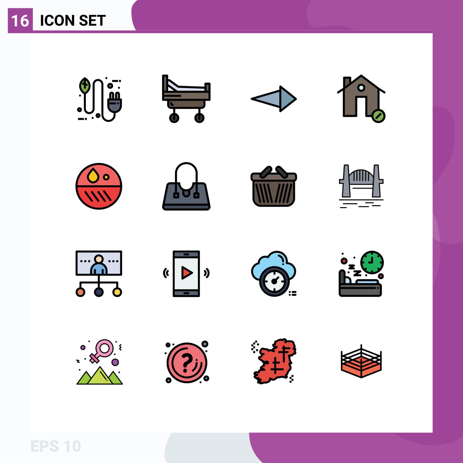 Flat Color Filled Line Pack of 16 Universal Symbols of dermatology percentage arrow house discount Editable Creative Vector Design Elements Stock Free