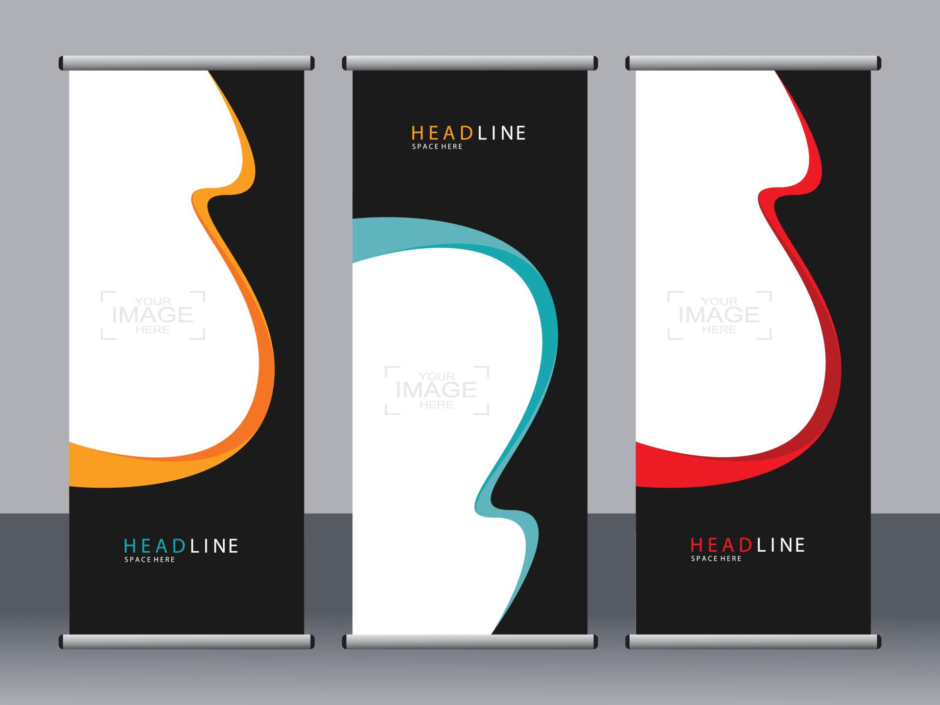 Business banner roll up set standee banner template. Free Vector