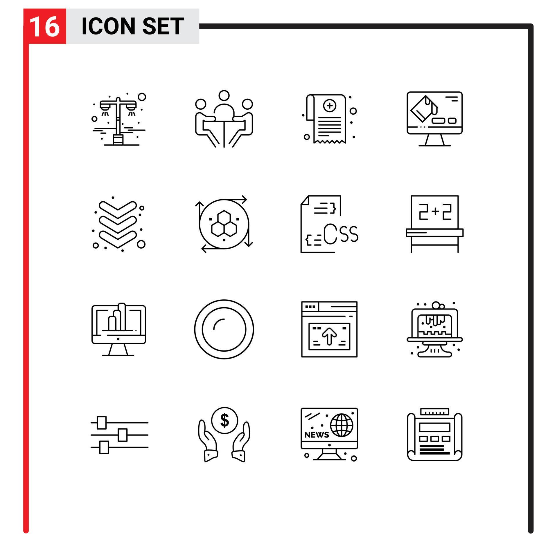 Modern Set of 16 Outlines Pictograph of arrow format meeting fill report Editable Vector Design Elements Stock Free