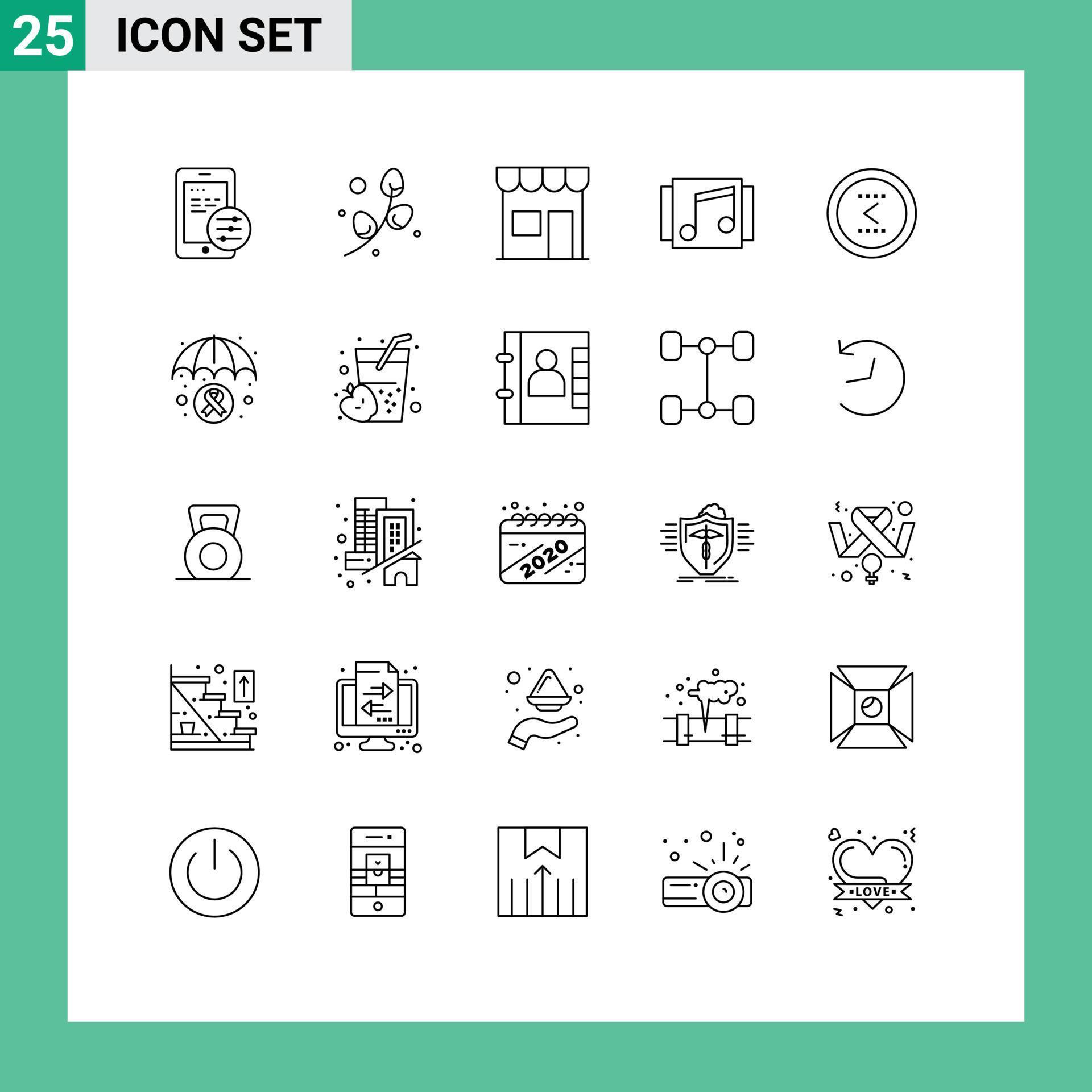 25 Creative Icons Modern Signs and Symbols of arrow song kiosk music album Editable Vector Design Elements Stock Free