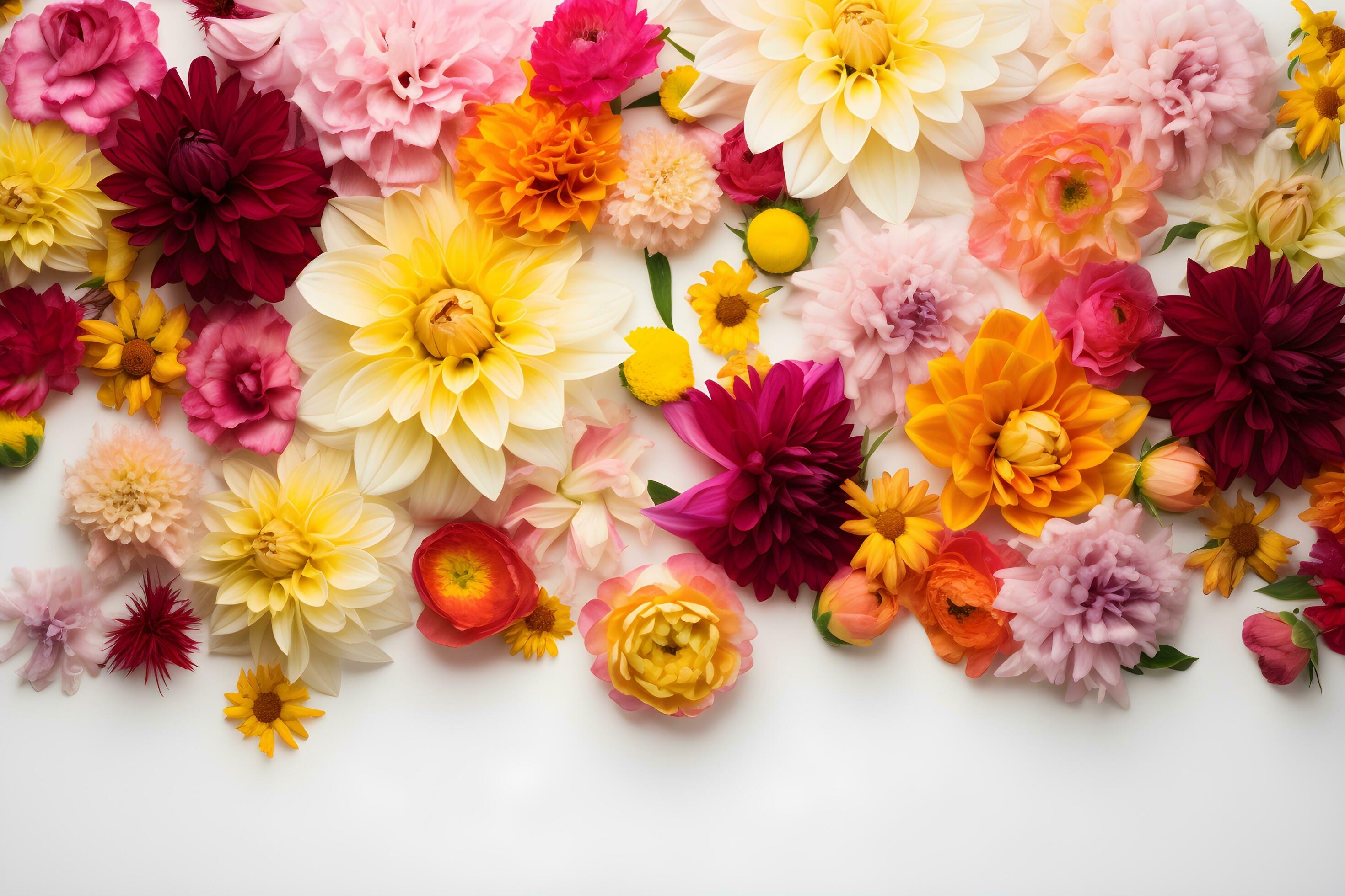 Colorful flowers composition on white background Stock Free