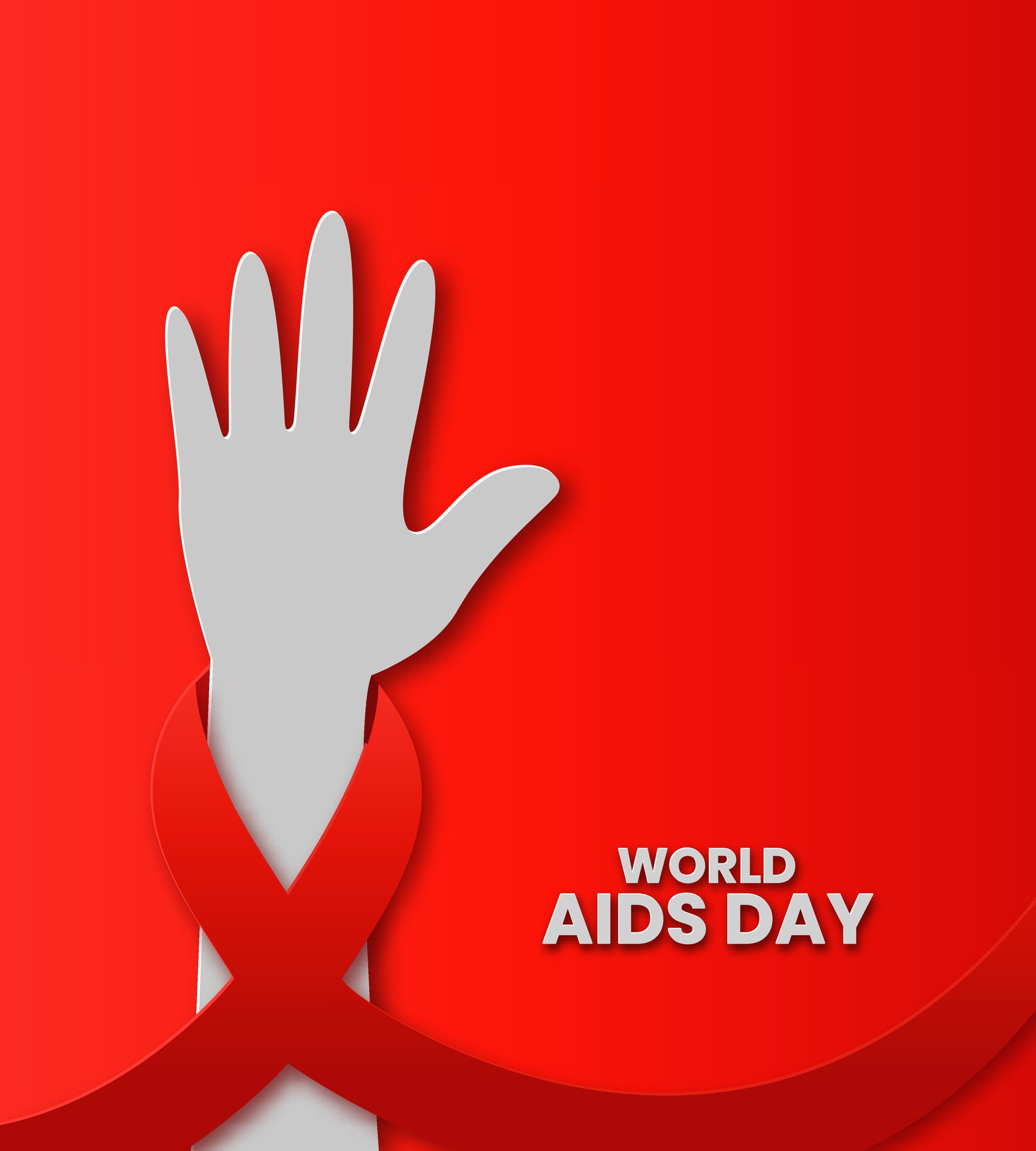 World Aids day of red ribbon on hand illustration. 1 December. For banners , poster, flyers or web site. Free Vector