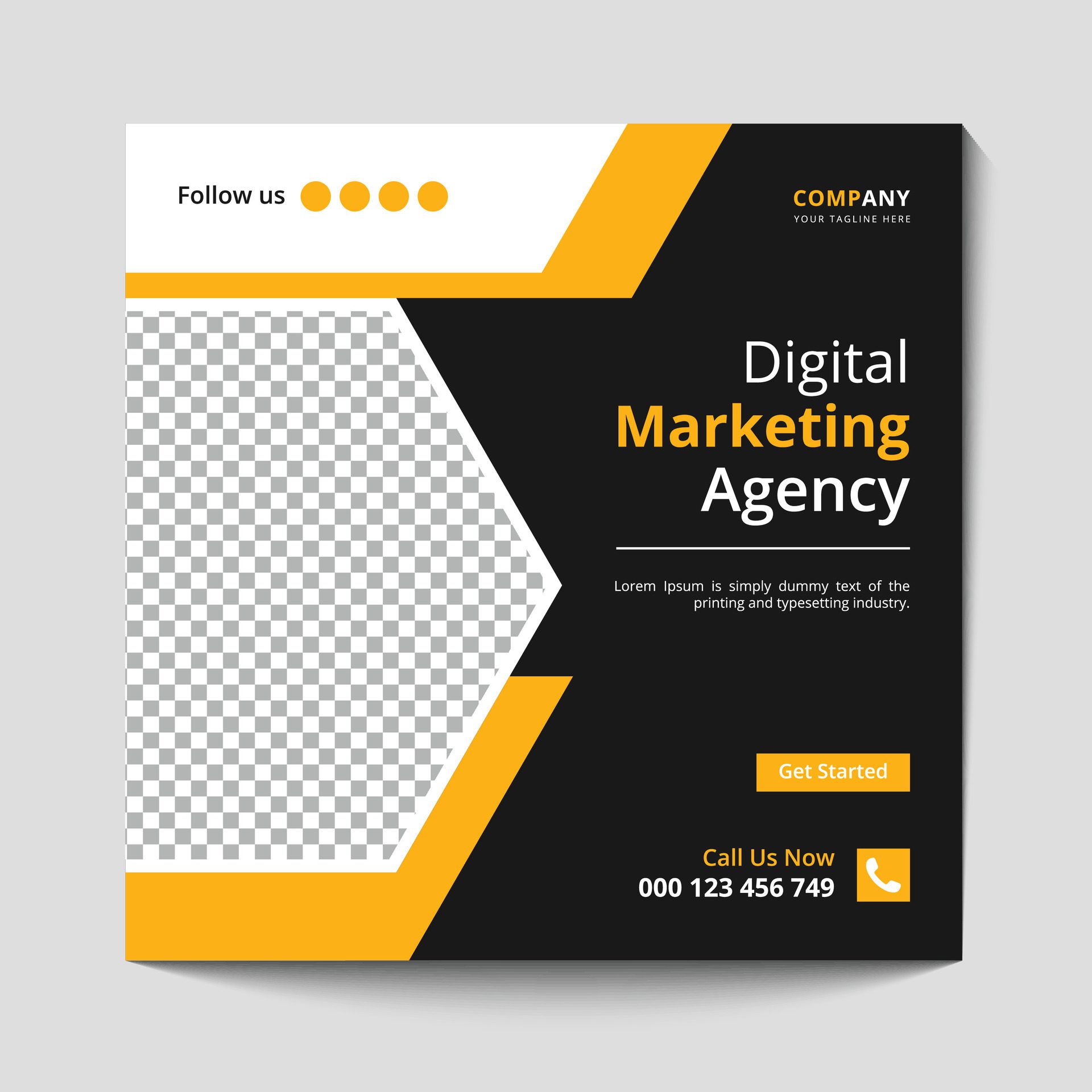 Marketing Agency Social Media Post, Digital Marketing Web Banner, Corporate Square Flyer Template banner Free Vector