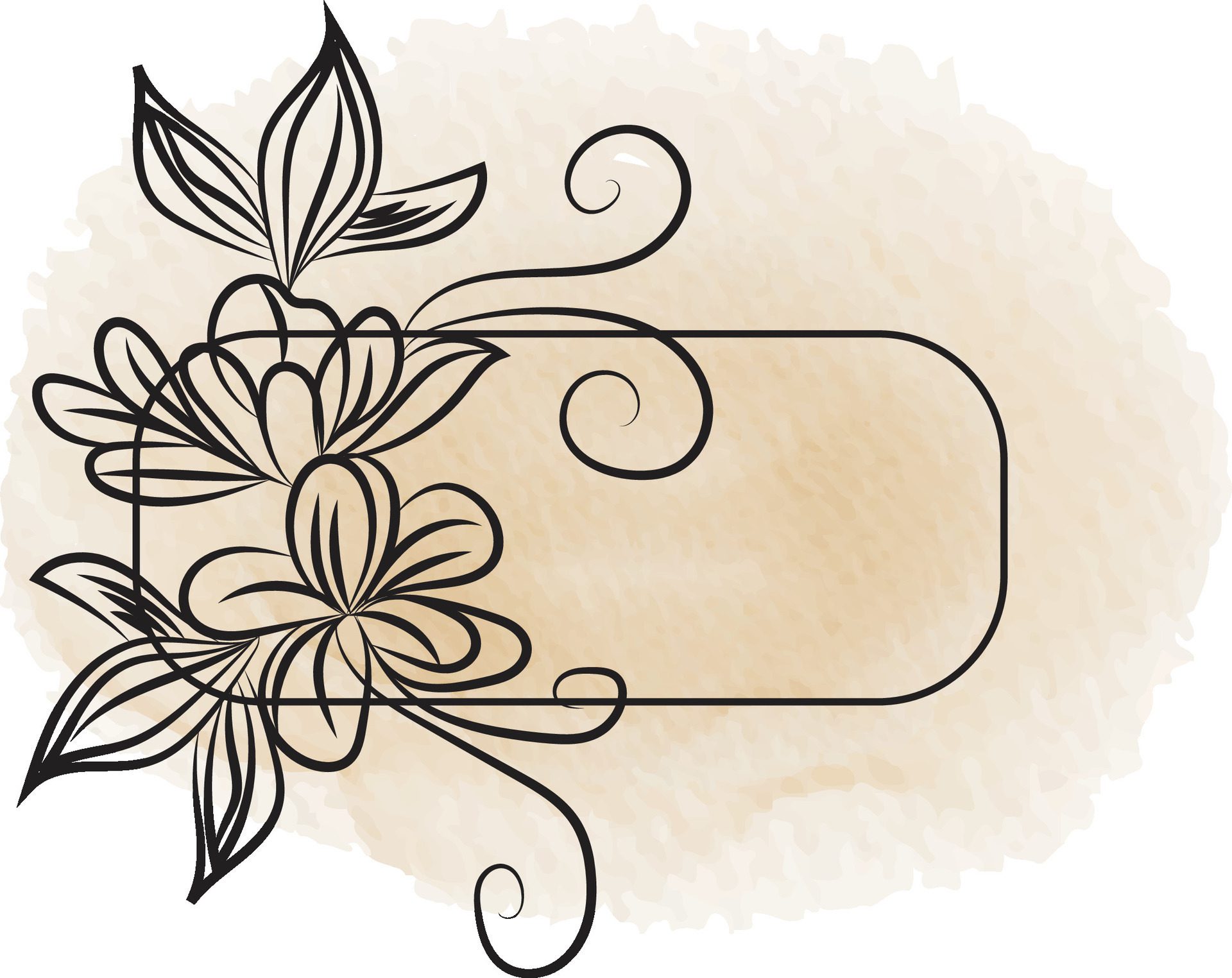 realistic hand drawn flowers with blank banner Free Vector