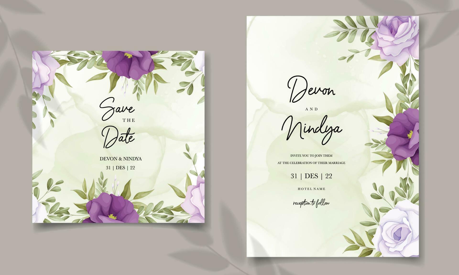 Elegant wedding invitation card with soft flower Stock Free