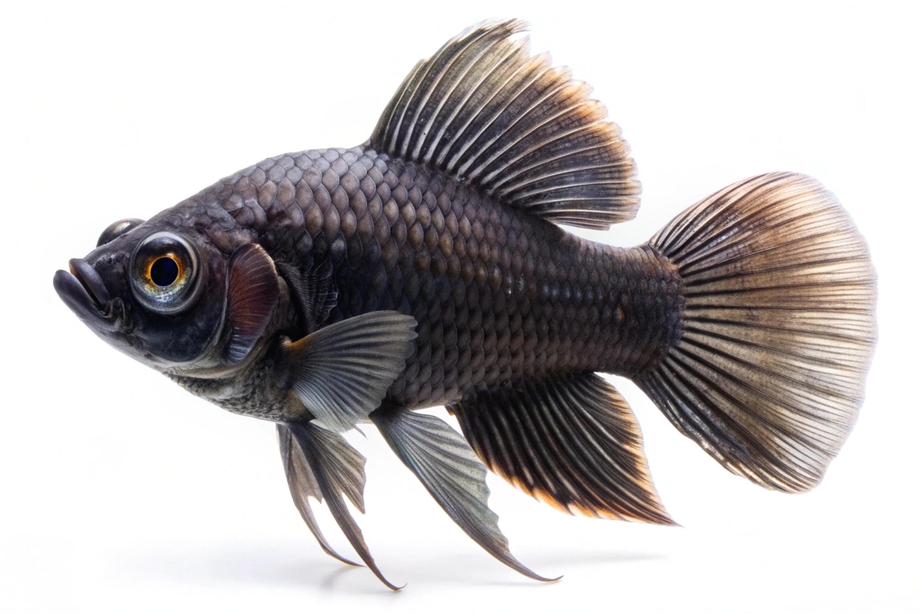 Black ornamental fish isolated on white background Stock Free