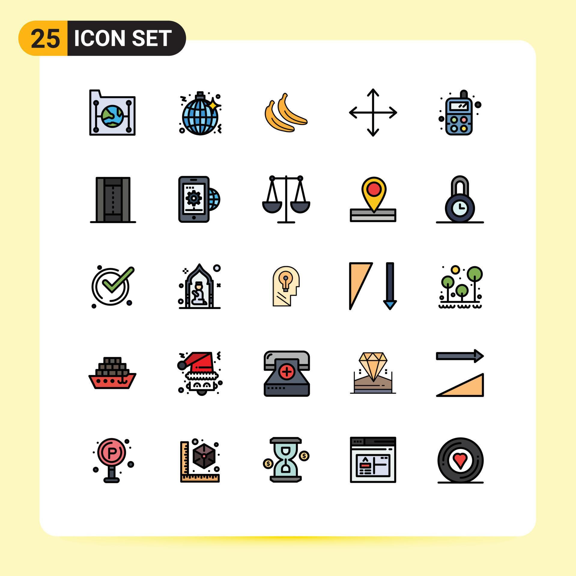 Set of 25 Modern UI Icons Symbols Signs for radio opposites party navigation arrows Editable Vector Design Elements Stock Free and Free SVG