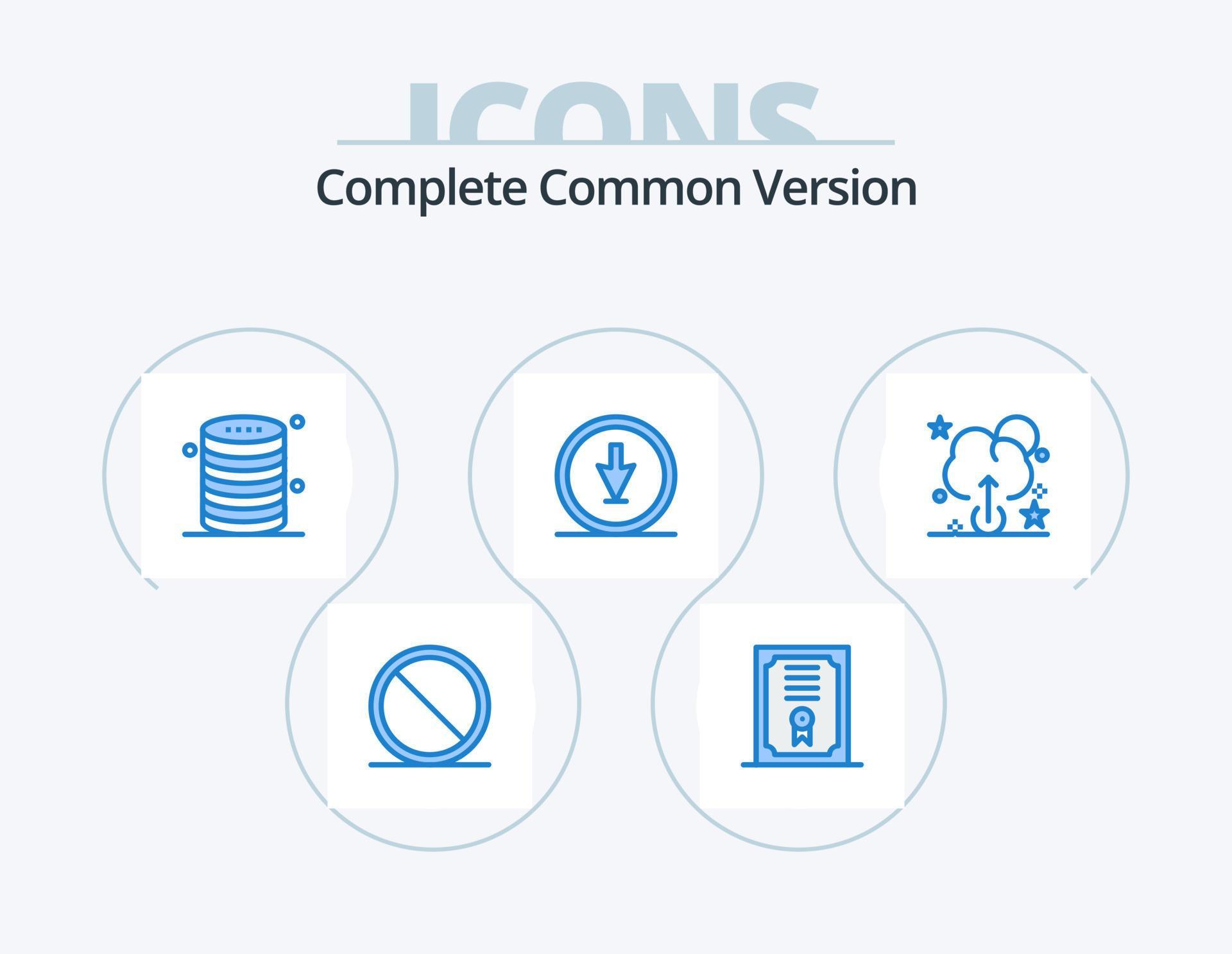 Complete Common Version Blue Icon Pack 5 Icon Design. cloud. navigation. data. down. arrow Stock Free