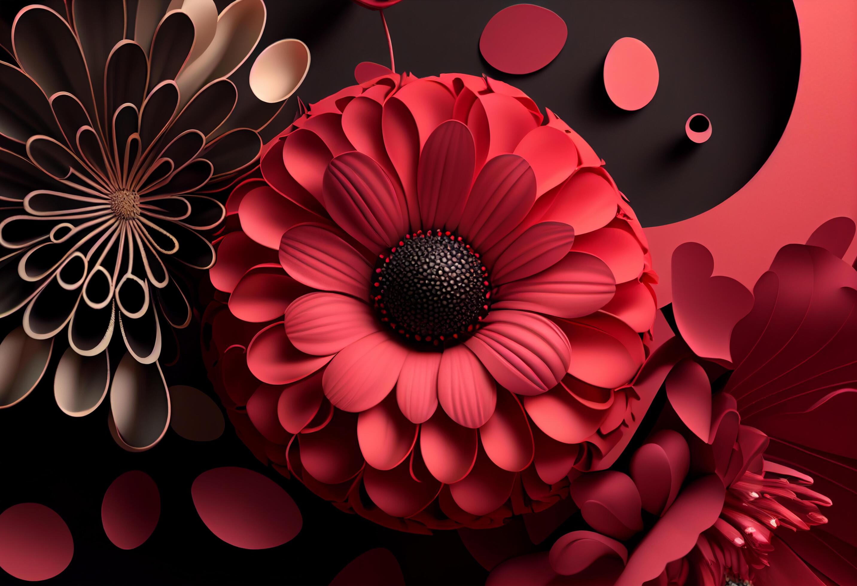 Red flowers 3d illustration Stock Free