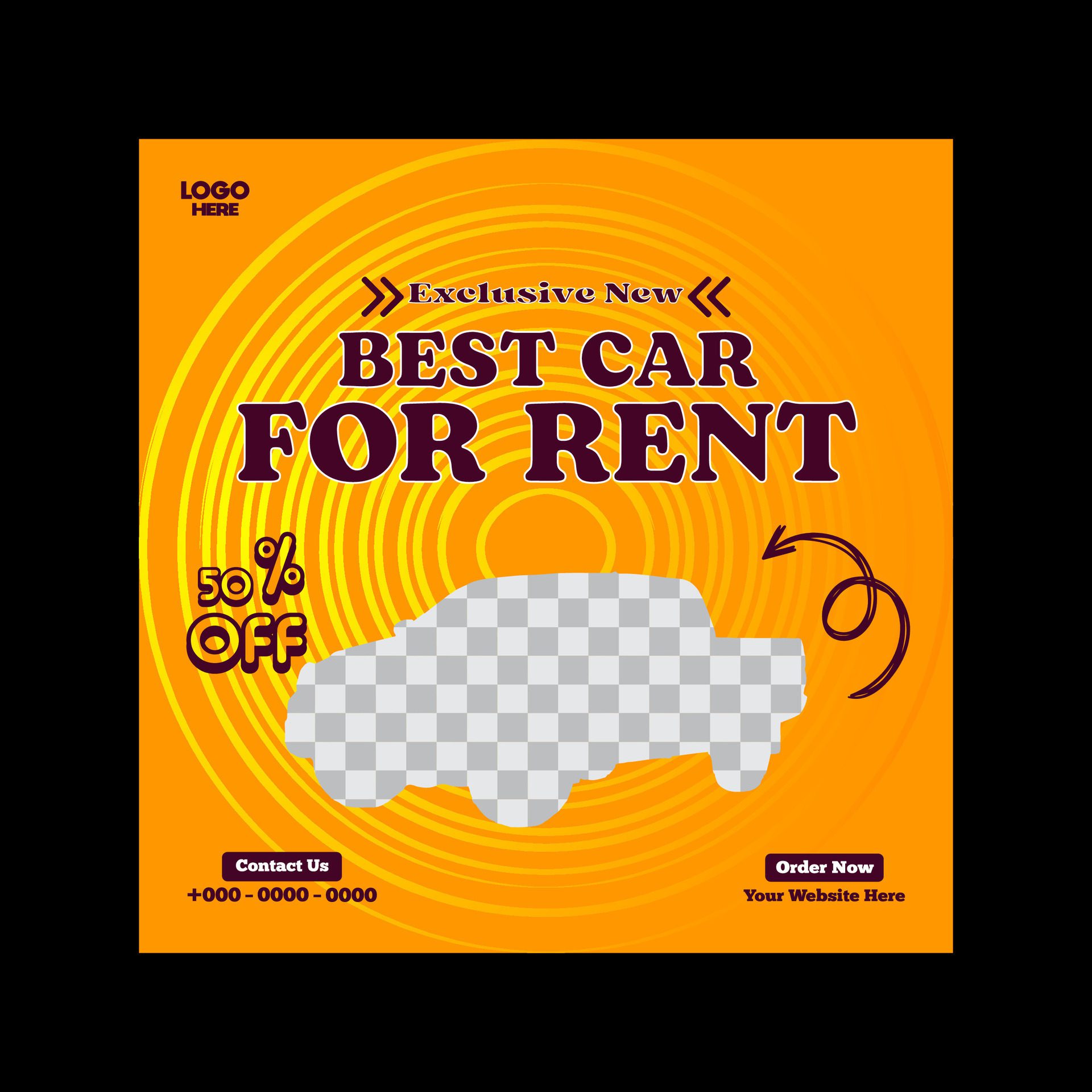 car rent or sale post design and social media banner template Free Vector