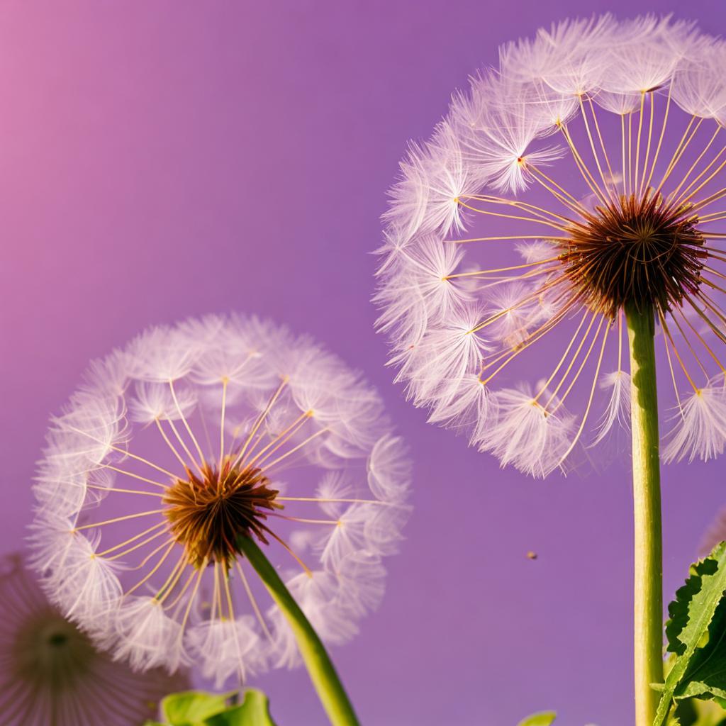 Dandelions blowing in the by @ai_generated