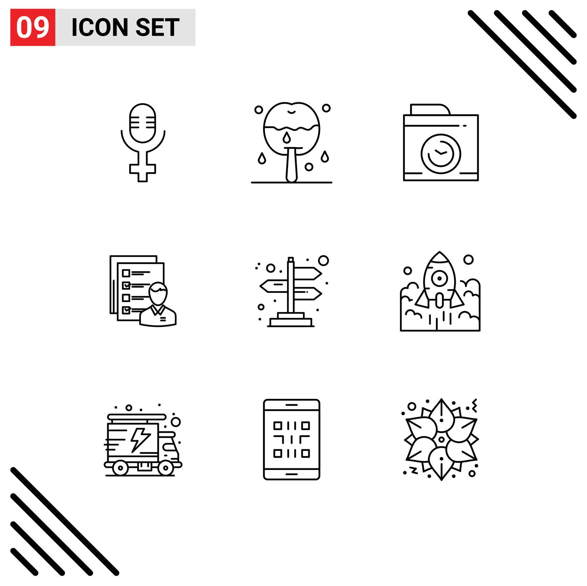 Pictogram Set of 9 Simple Outlines of arrows resume big think man employee Editable Vector Design Elements Stock Free