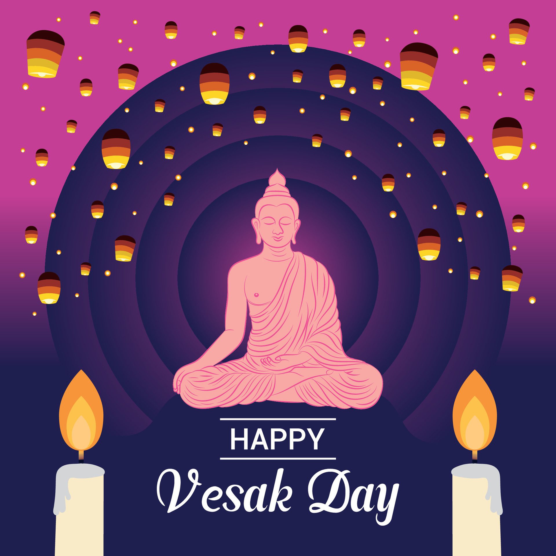 Flat vertical poster template for vesak day illustration festival celebration social media post and vesak day Banner Free Vector