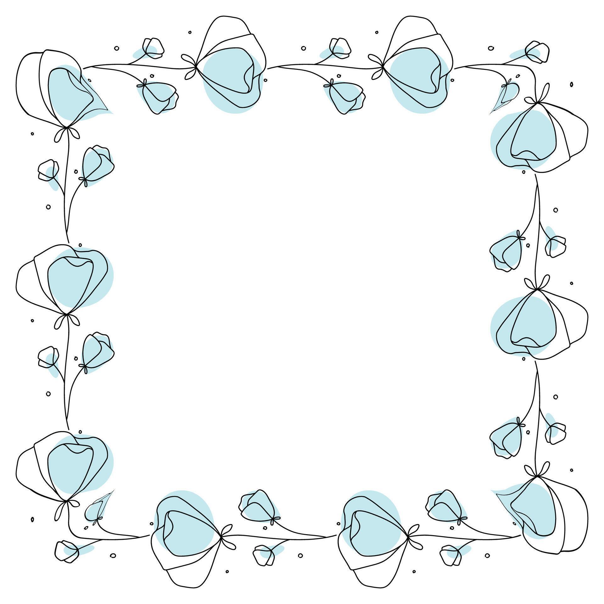 Hand drawn flowers wreath frame on white background Stock Free