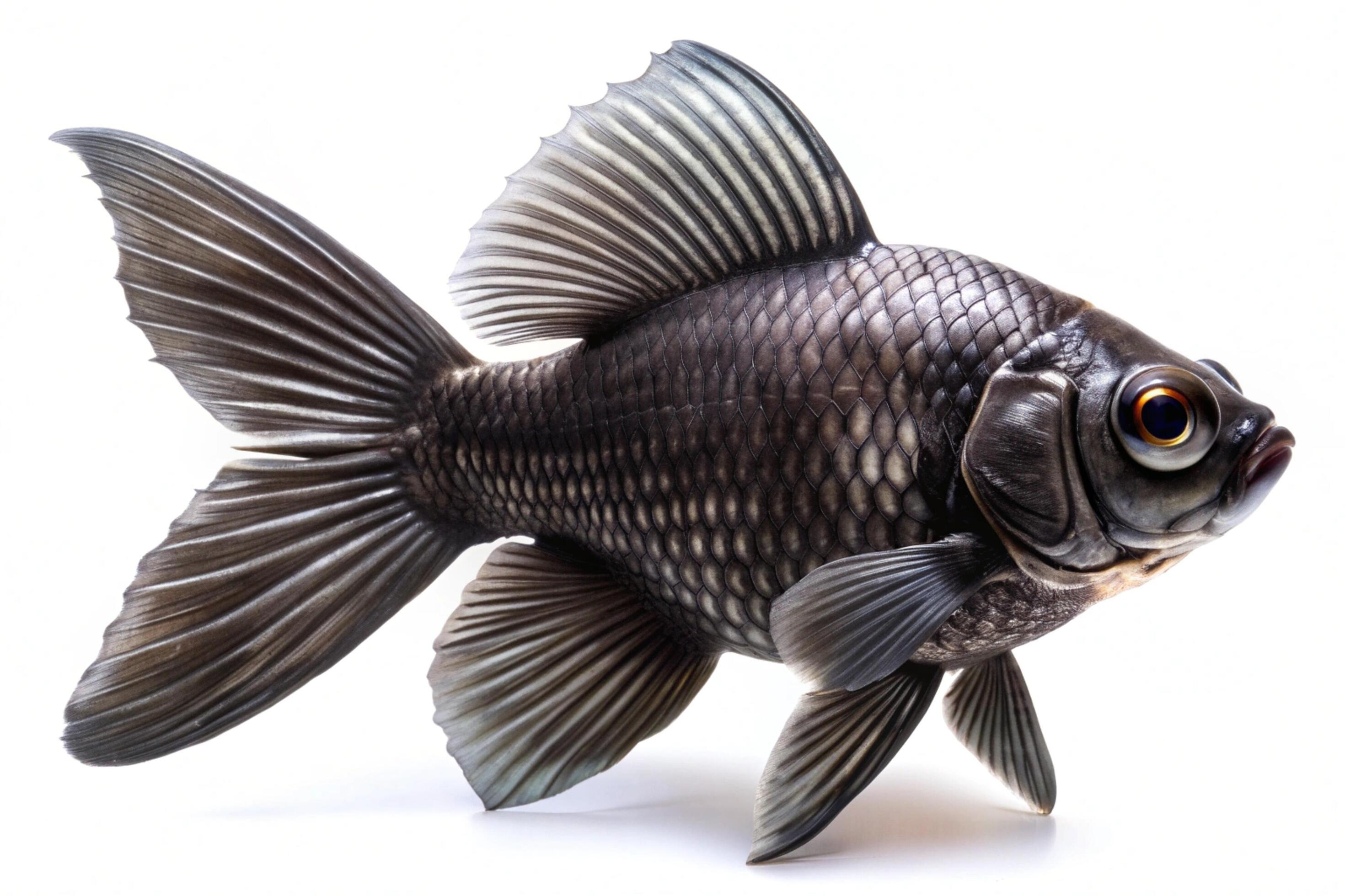 Black ornamental fish isolated on white background Stock Free