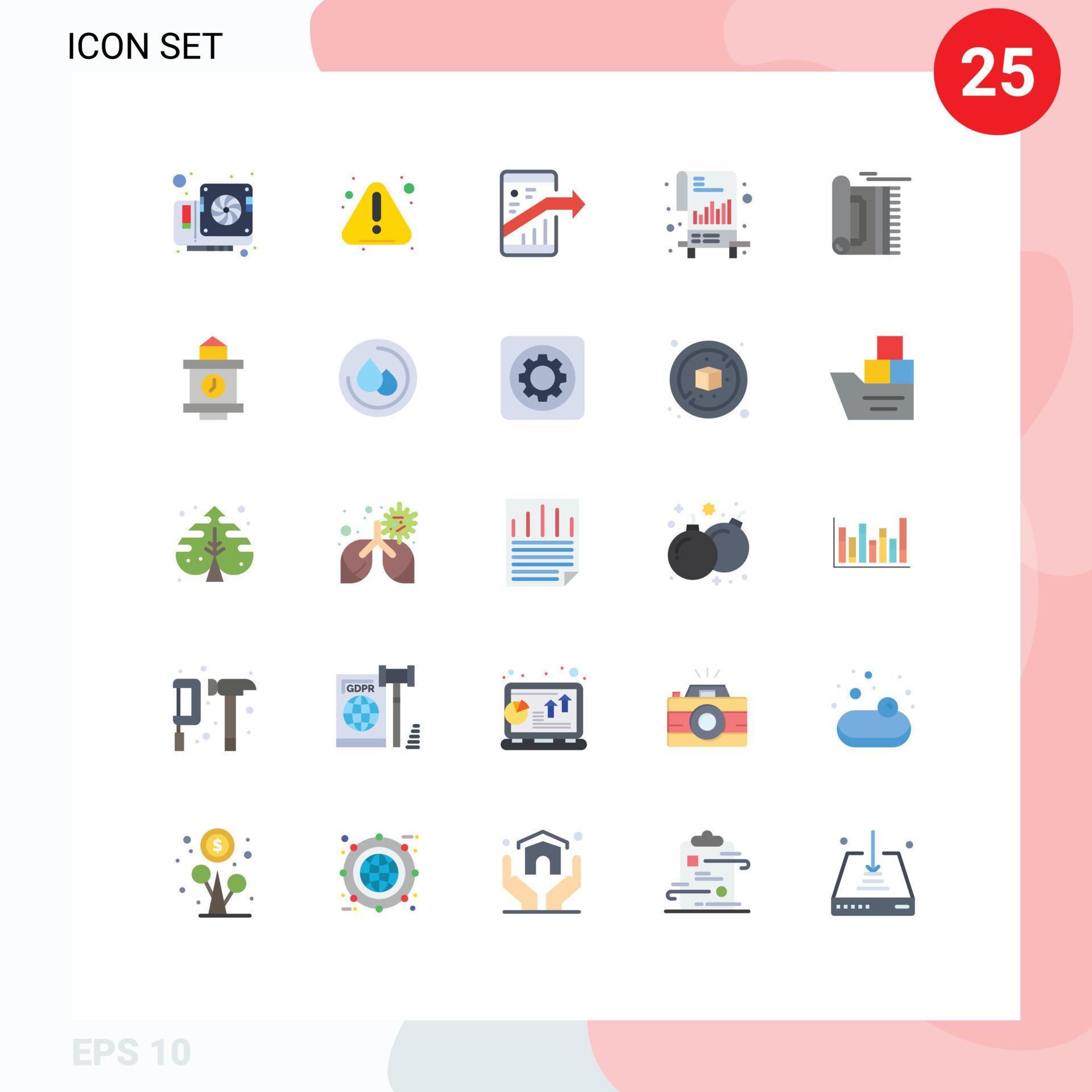 Modern Set of 25 Flat Colors Pictograph of carpet list arrow documents smartphone Editable Vector Design Elements Stock Free