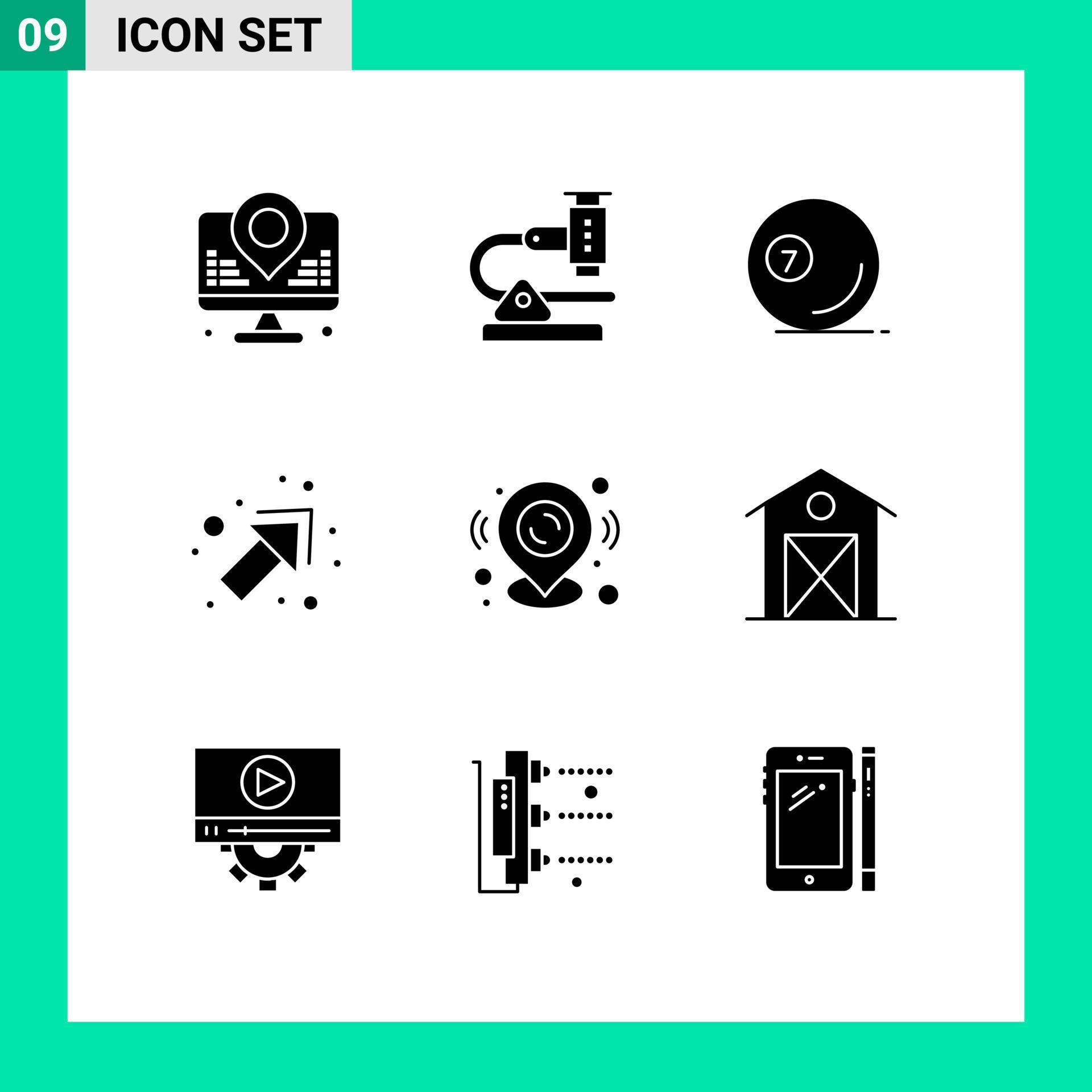 Pictogram Set of 9 Simple Solid Glyphs of pin up research arrow pool Editable Vector Design Elements Stock Free