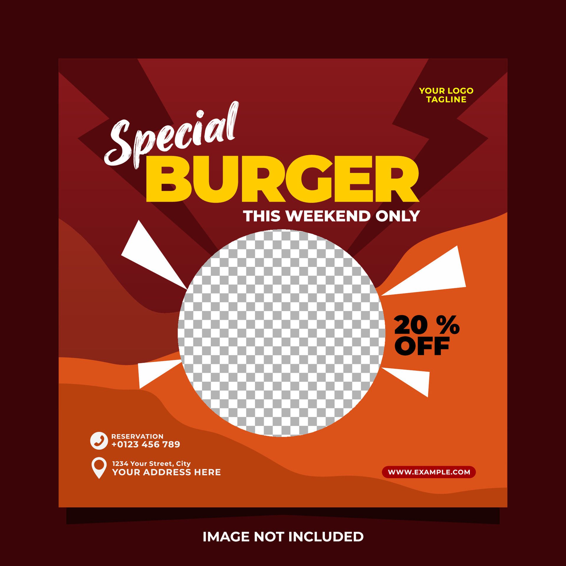 Special burger social media banner square template design Free Vector