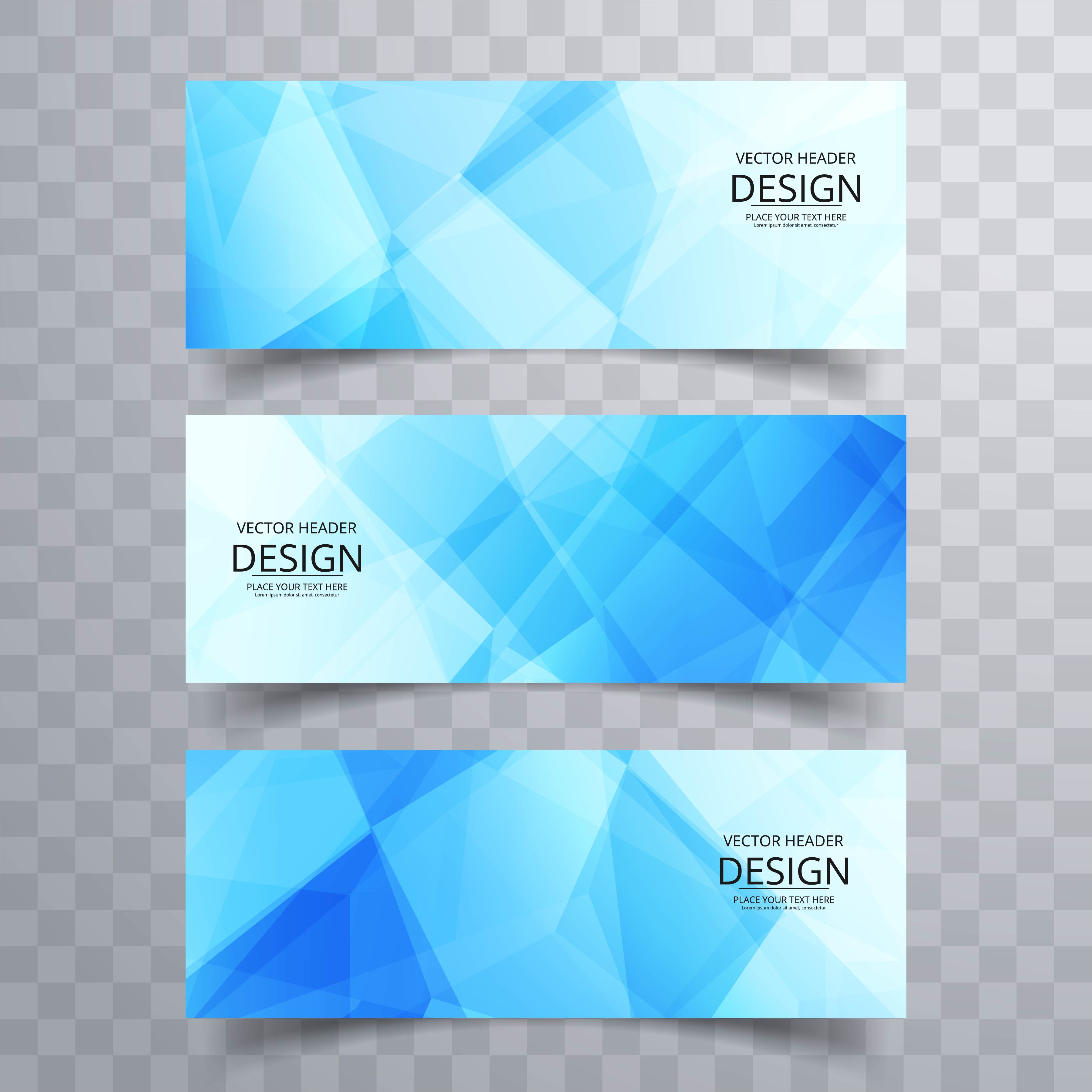 Modern blue geometric banners design Free Vector