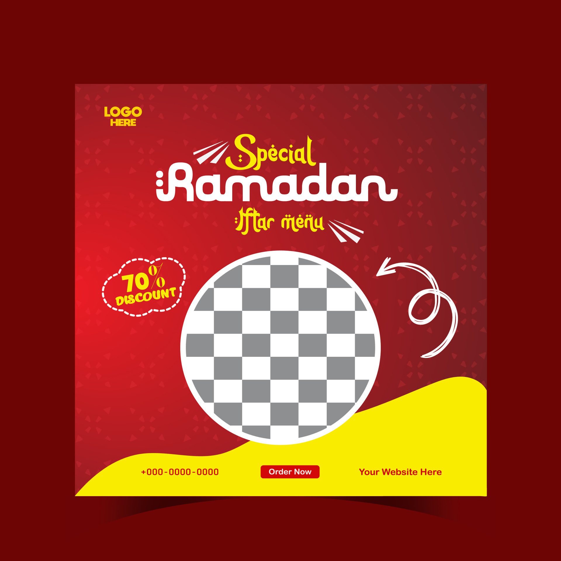 Ramadan iftar menu food post design and social media banner template Free Vector