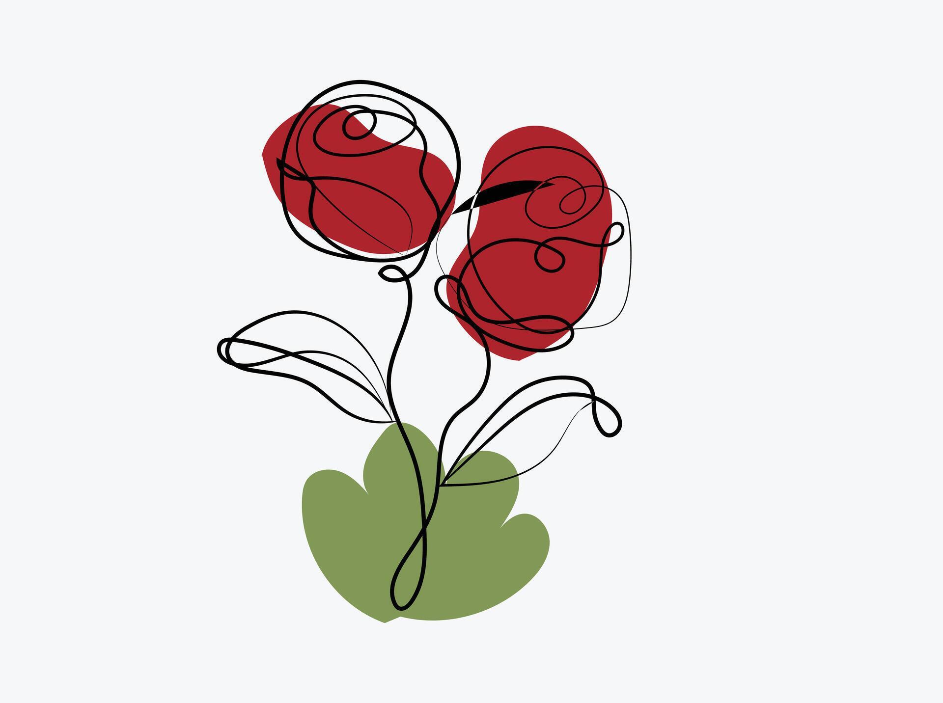 Hand drawn flat design simple flower outline Stock Free