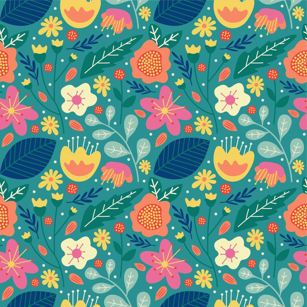 floral flower blossom and leaves seamless pattern Stock Free