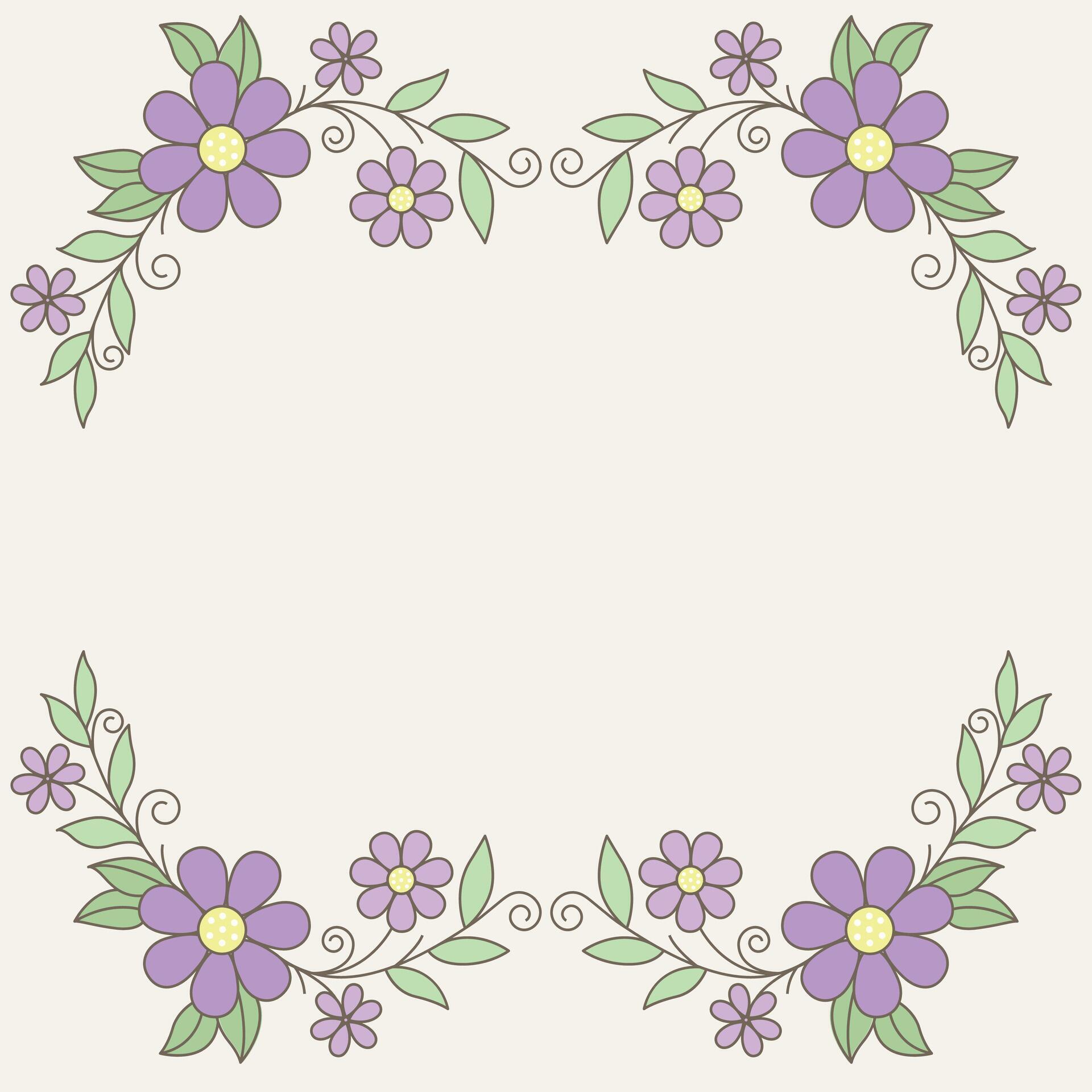 Purple beige flower wreath frame ,flower arrangement illustration Stock Free