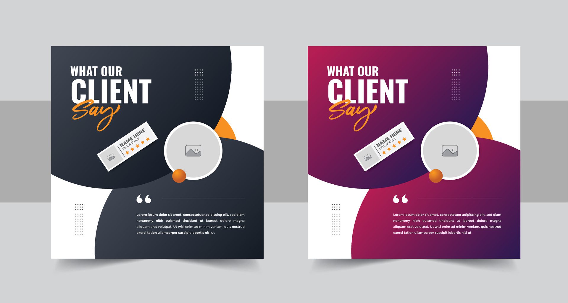 Customer feedback testimonial social media post web banner template. client testimonials social media post banner design Free Vector