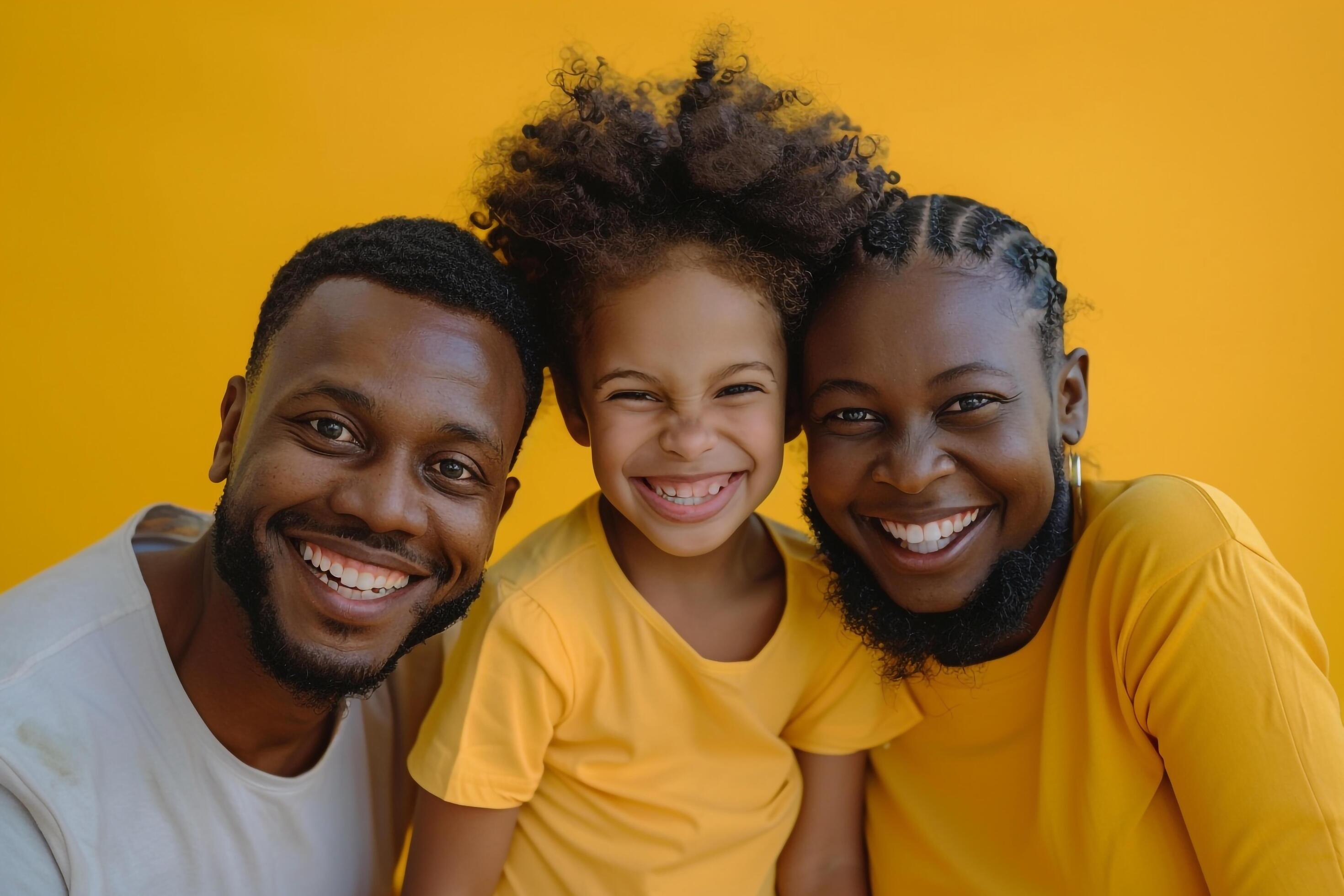 Happy Family Portrait Smiling Together in a Warm background Stock Free